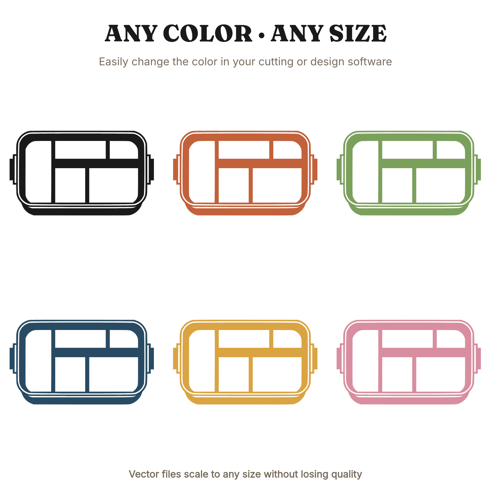 Art Deco Lunch Box SVG PNG, Open Top View Compartments, Retro School Lunchbox Cut File for Cricut — view 2