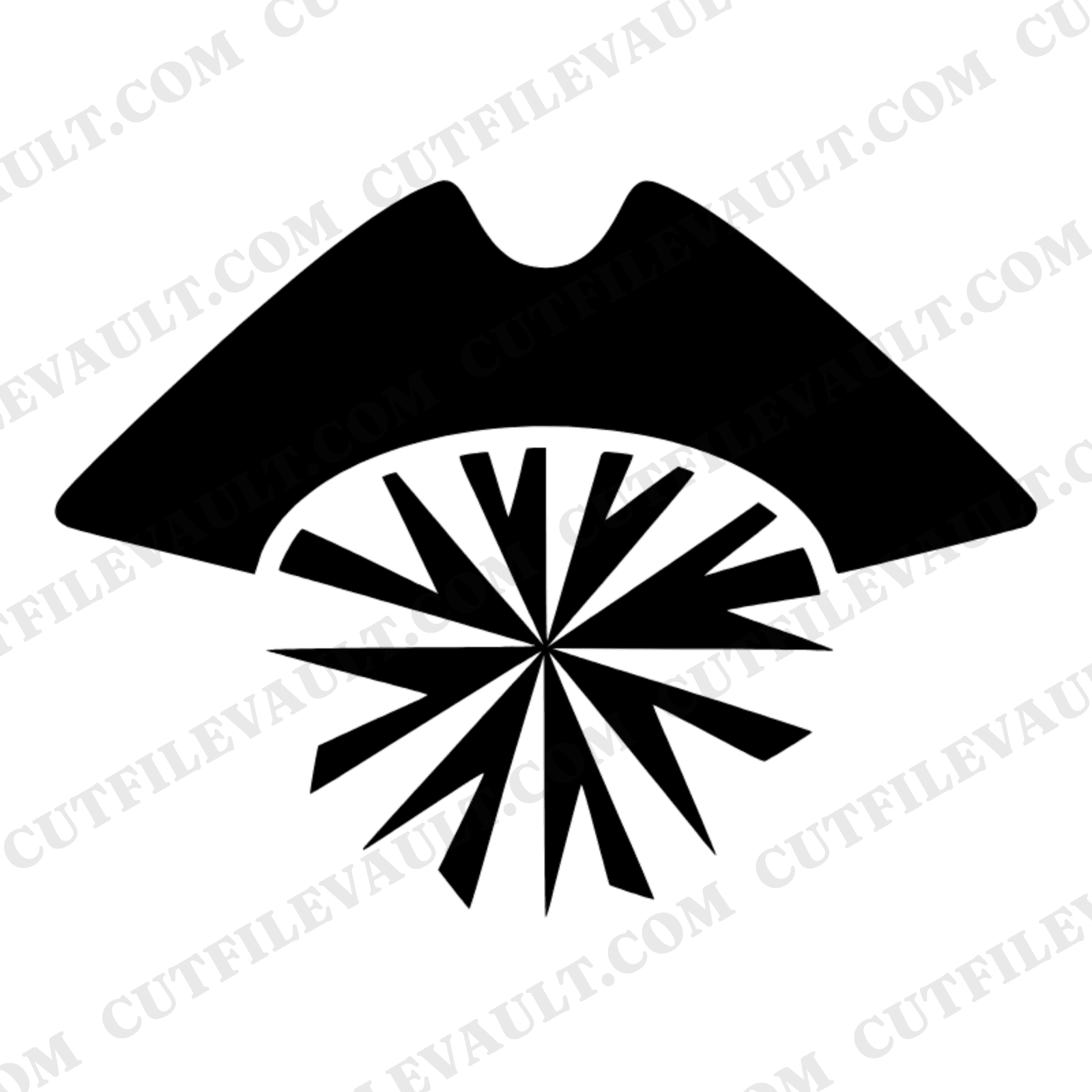 Colonial Tricorn Hat SVG PNG Art Deco Star Independence Day 4th of July Patriotic Cut File — view 1