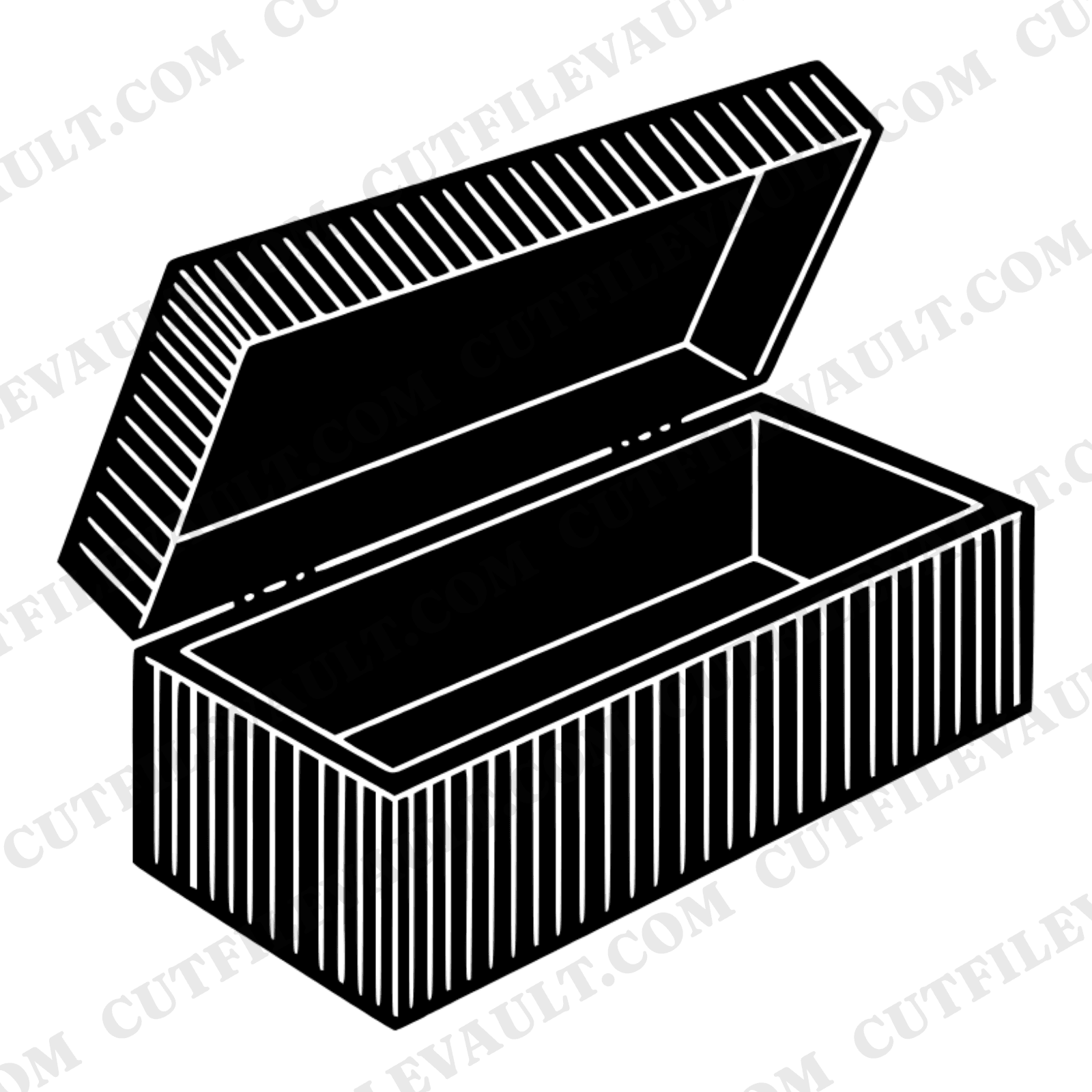 Nordic Wood Grain Pencil Case SVG PNG, Art Deco Geometric Open Box Cut File, Back to School — view 1