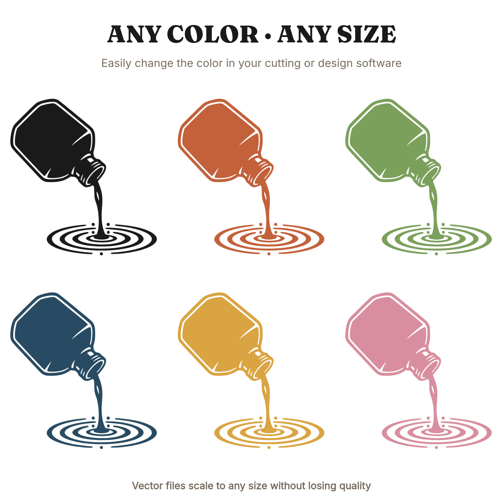 Vintage Ink Bottle SVG PNG, Spilling Ink Circle Drip Pattern Cut File, Teacher Appreciation Gift — view 2