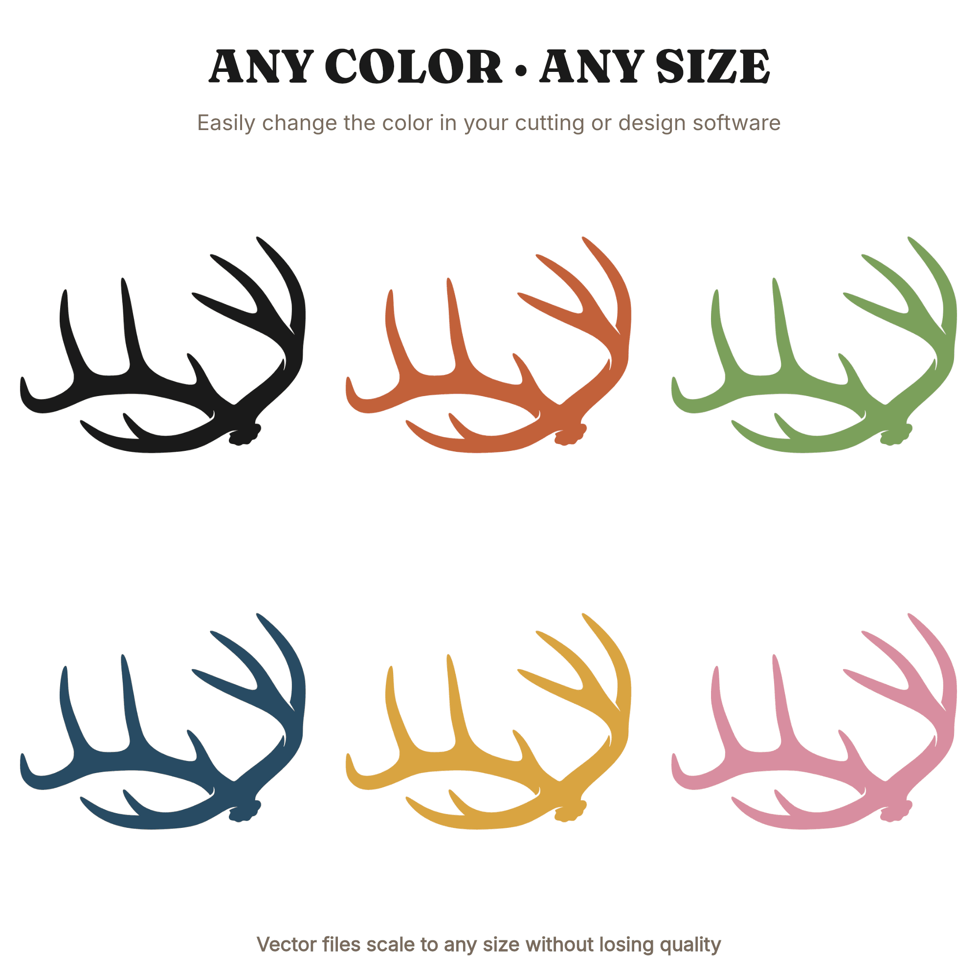 Mystic Autumn Antler Shed SVG PNG, Retro 70s Deer Antler Silhouette, Fall Woodland Cut File — view 2