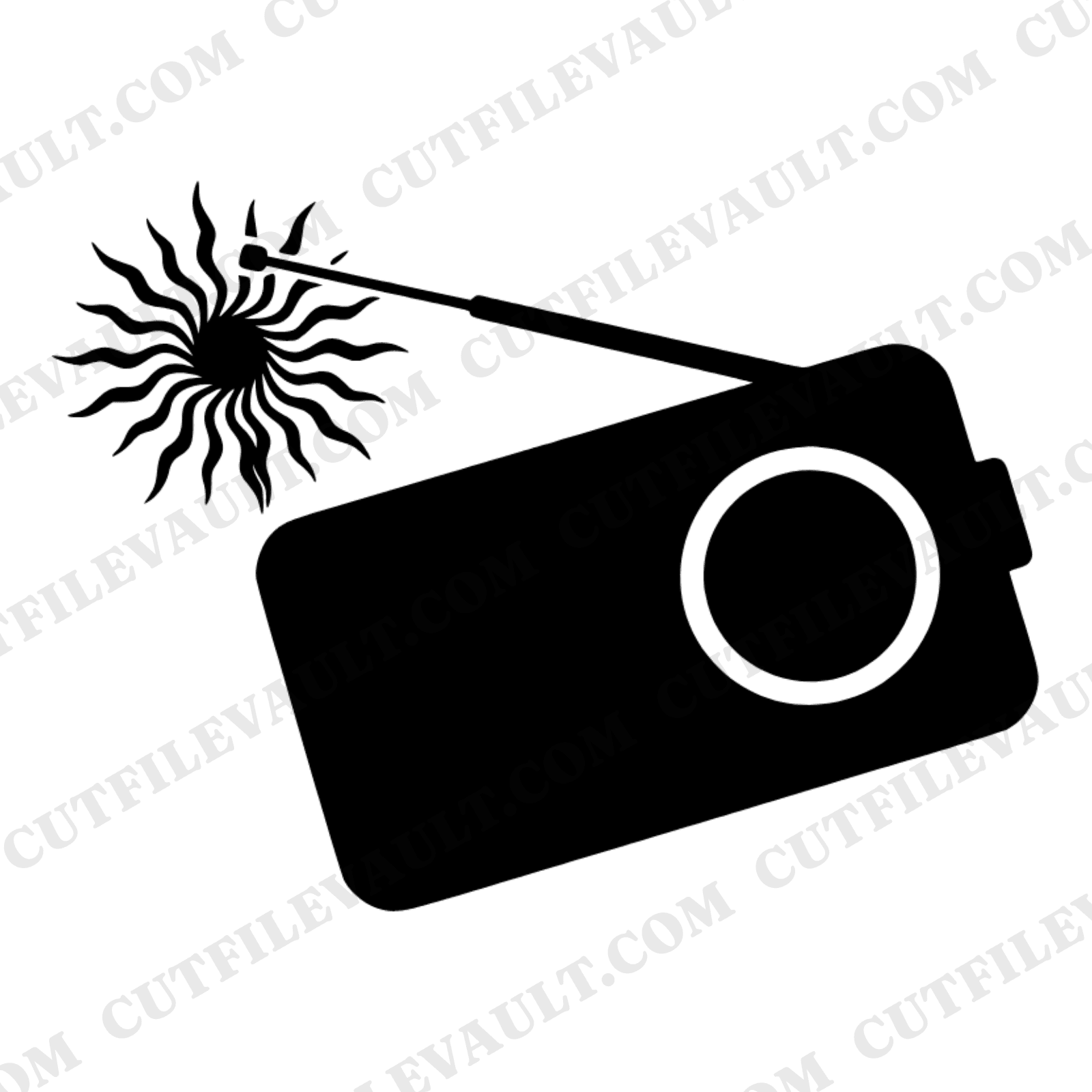 Groovy Retro Radio SVG PNG, 70s Transistor Radio with Sunburst Waves, Vintage Americana Cut File — view 1