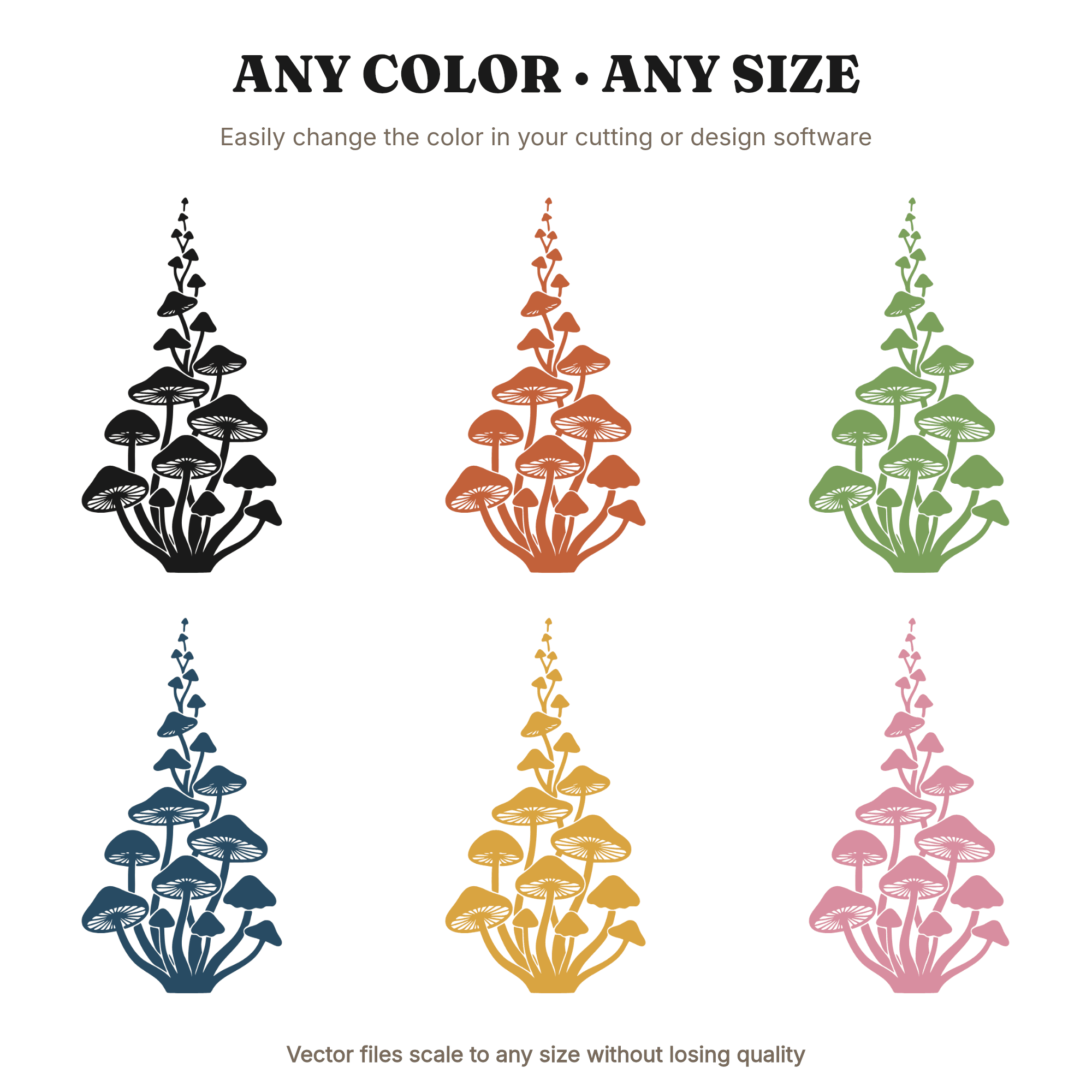 Spiral Mushroom Cluster SVG PNG Woodland Cascade Boho Forest Design Cut File for Cricut — view 2