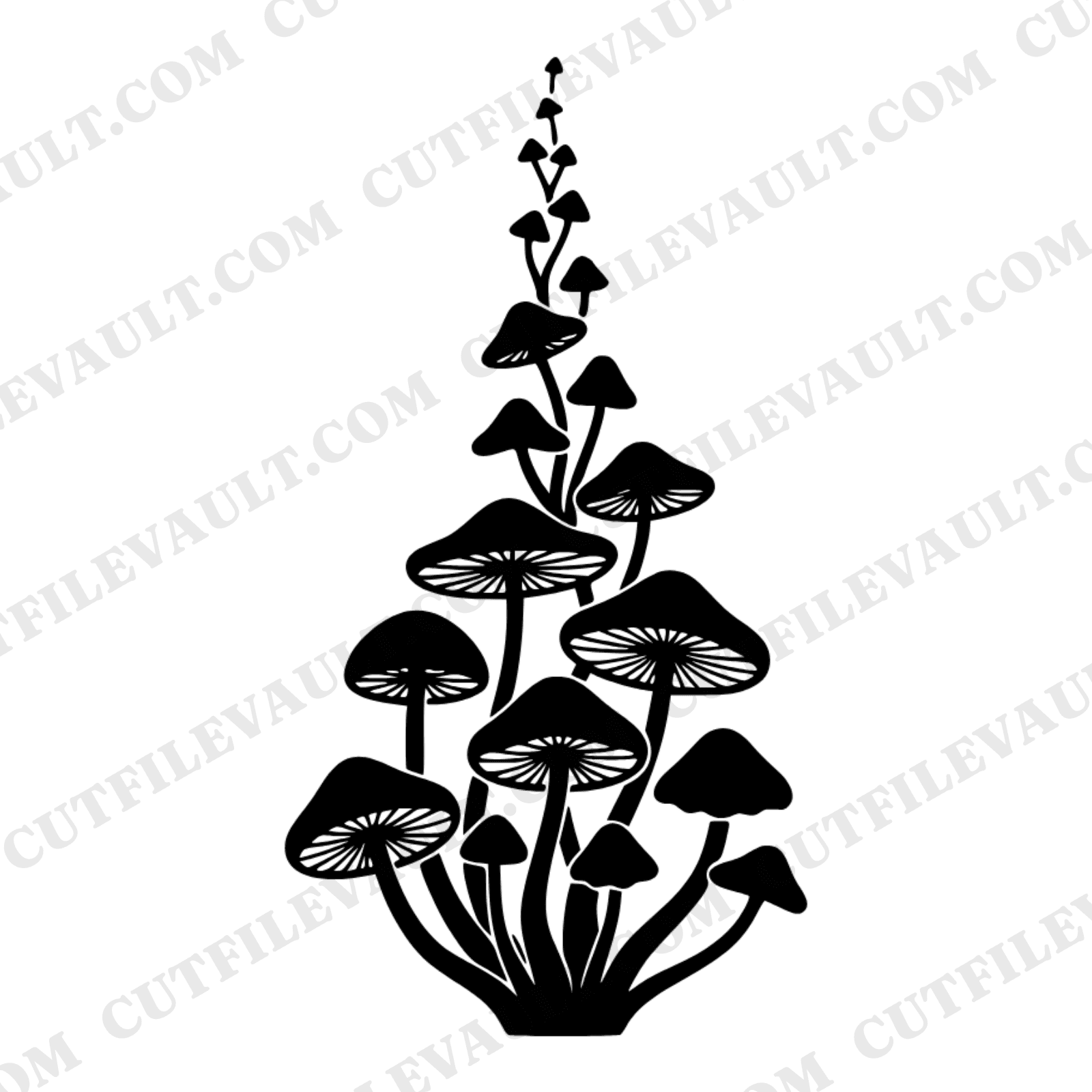 Spiral Mushroom Cluster SVG PNG Woodland Cascade Boho Forest Design Cut File for Cricut — view 1