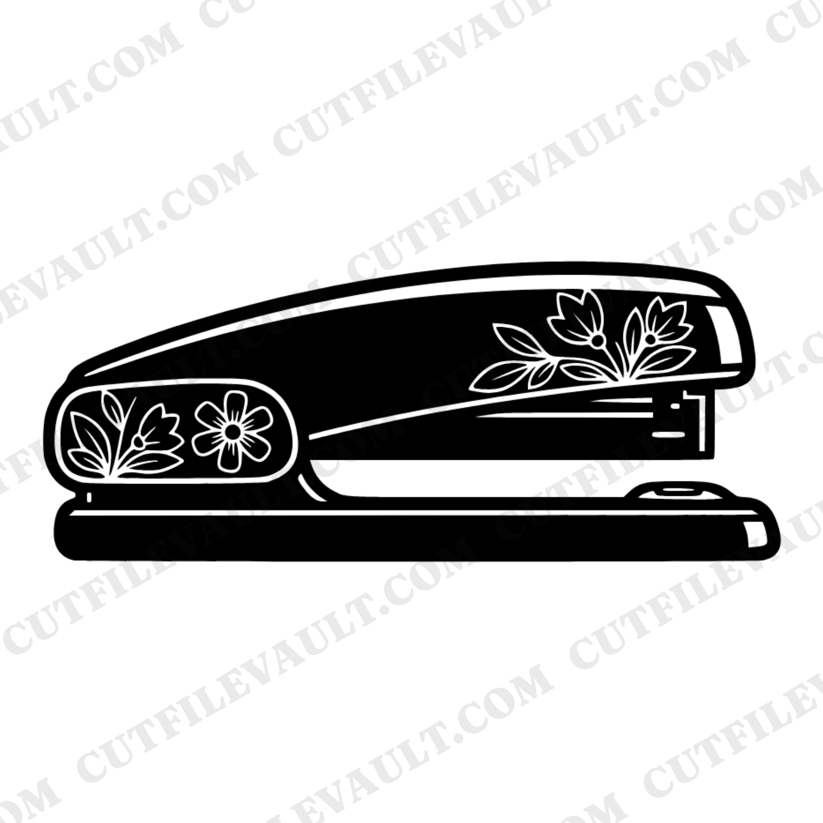 Y2K Chrome Stapler SVG PNG, Retro Office Supply Cut File, Back to School Clipart, Mid Action Stapler — view 1
