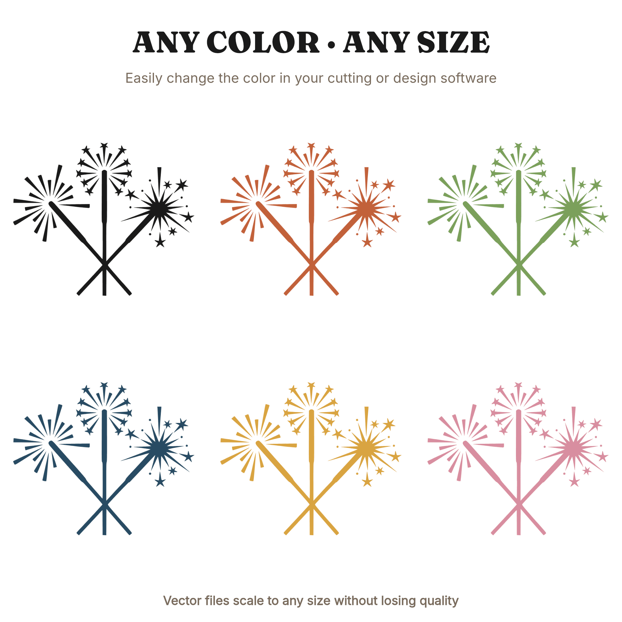 Mid Century Sparkler SVG PNG, Geometric Starburst Firework Cut File, Retro Independence Day Design — view 2