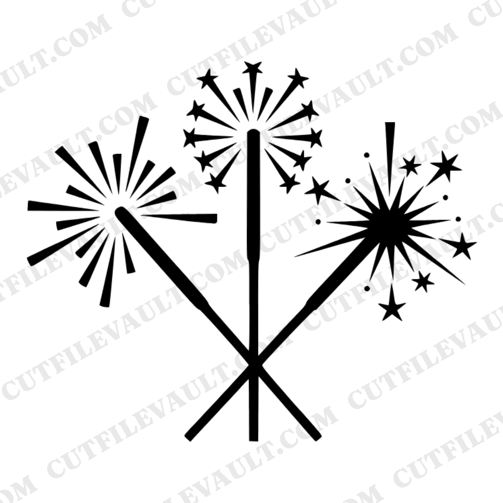 Mid Century Sparkler SVG PNG, Geometric Starburst Firework Cut File, Retro Independence Day Design — view 1