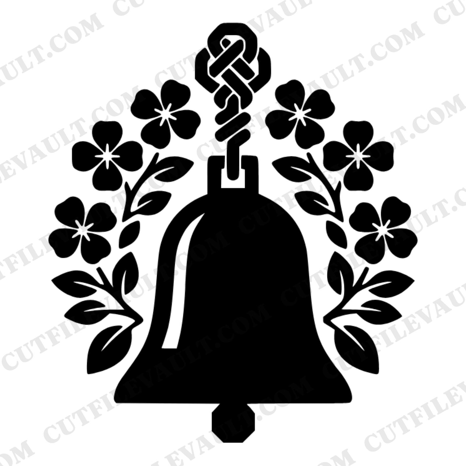 Vintage School Bell SVG PNG Apple Blossom Papercut Design for Back to School Cricut Silhouette — view 1