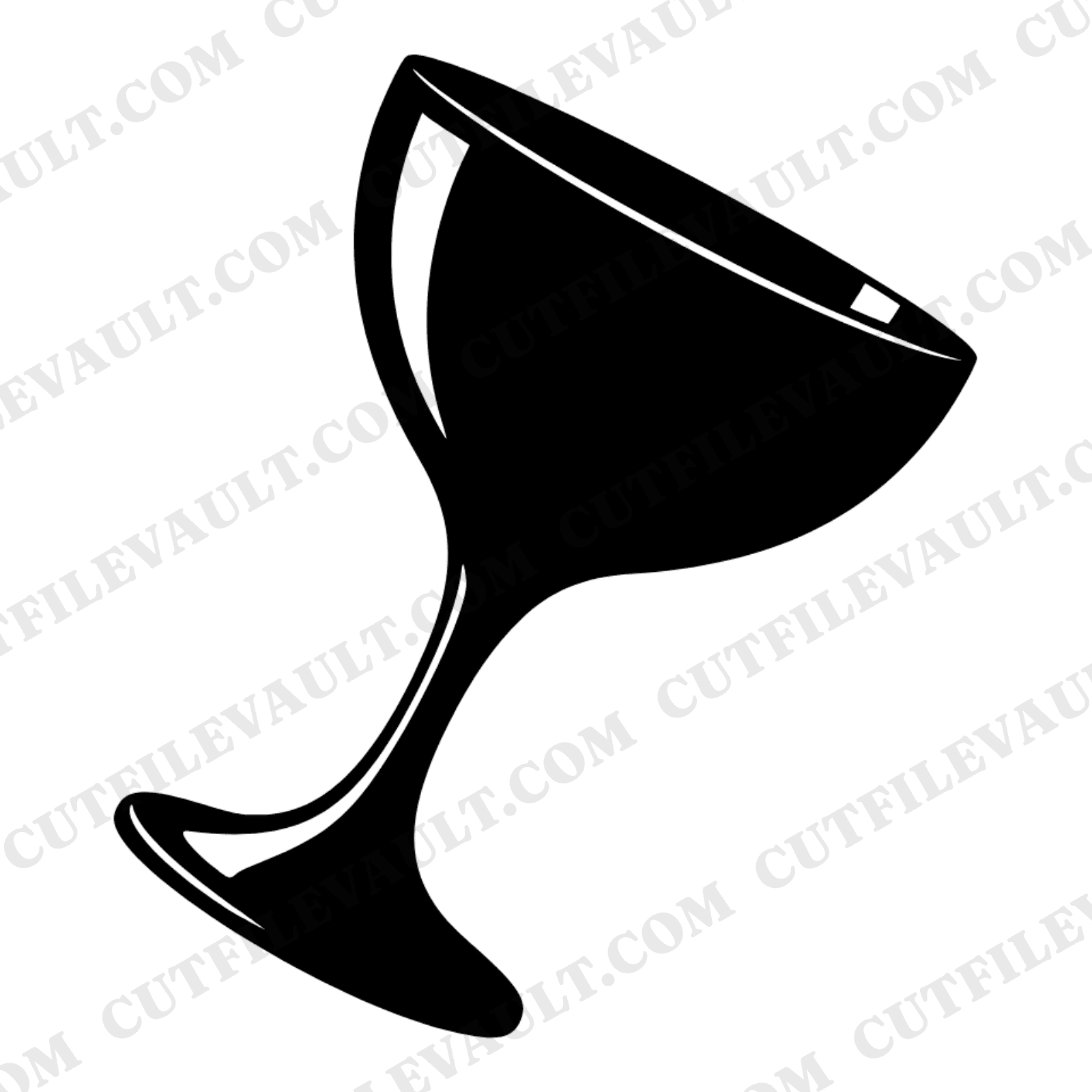 Tilted Sundae Glass SVG PNG Mid Century Modern Ice Cream Dish Silhouette Cut File Retro Stemware — view 1
