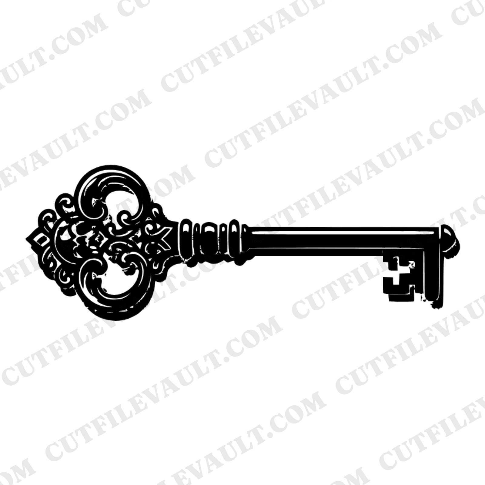 Victorian Skeleton Key SVG PNG, Gothic Skull Ornate Steampunk Shadow Layer Cut File Halloween — view 1