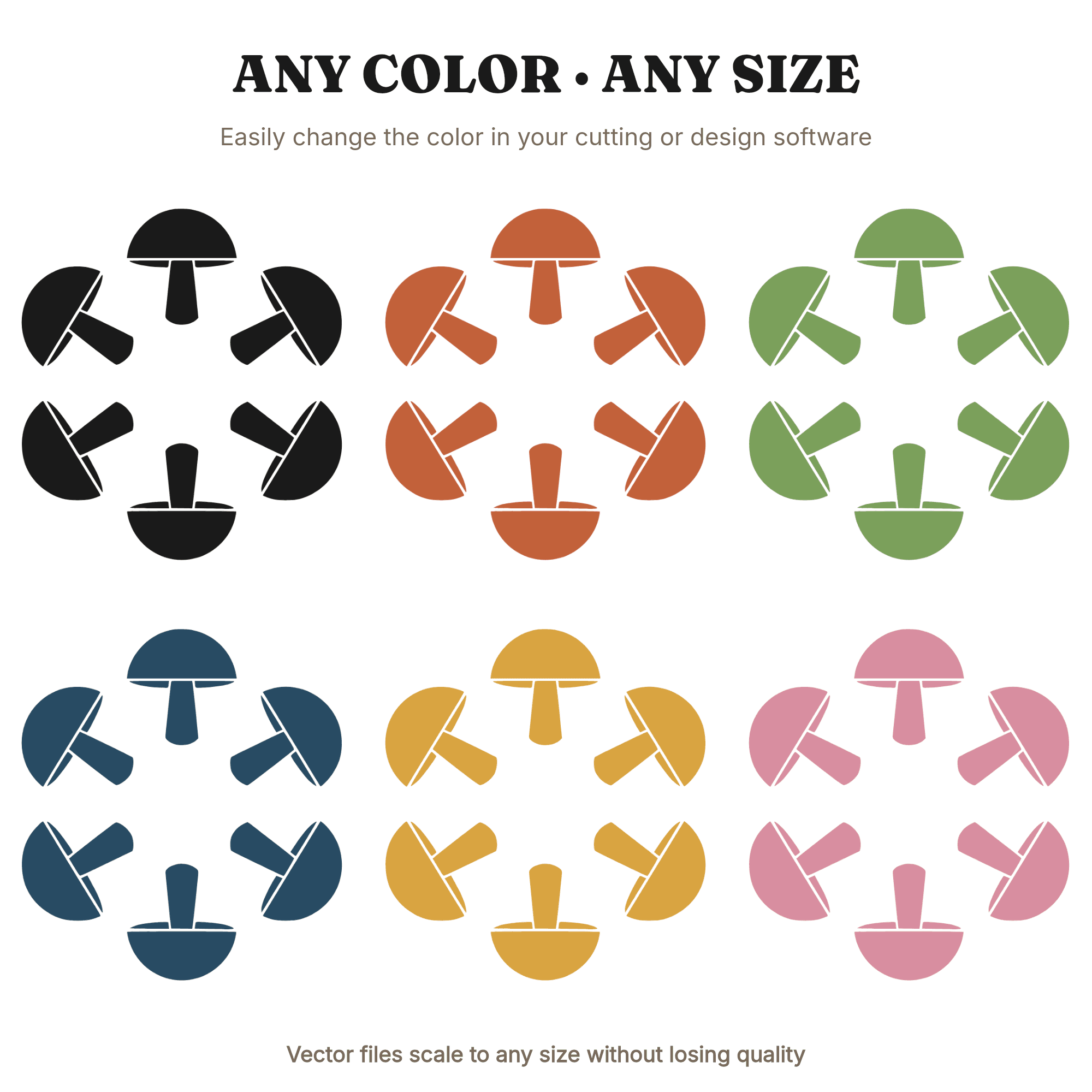 Autumn Fairy Ring Toadstool Circle SVG PNG, Scandinavian Mushroom Line Art, Fall Equinox Cut File — view 2