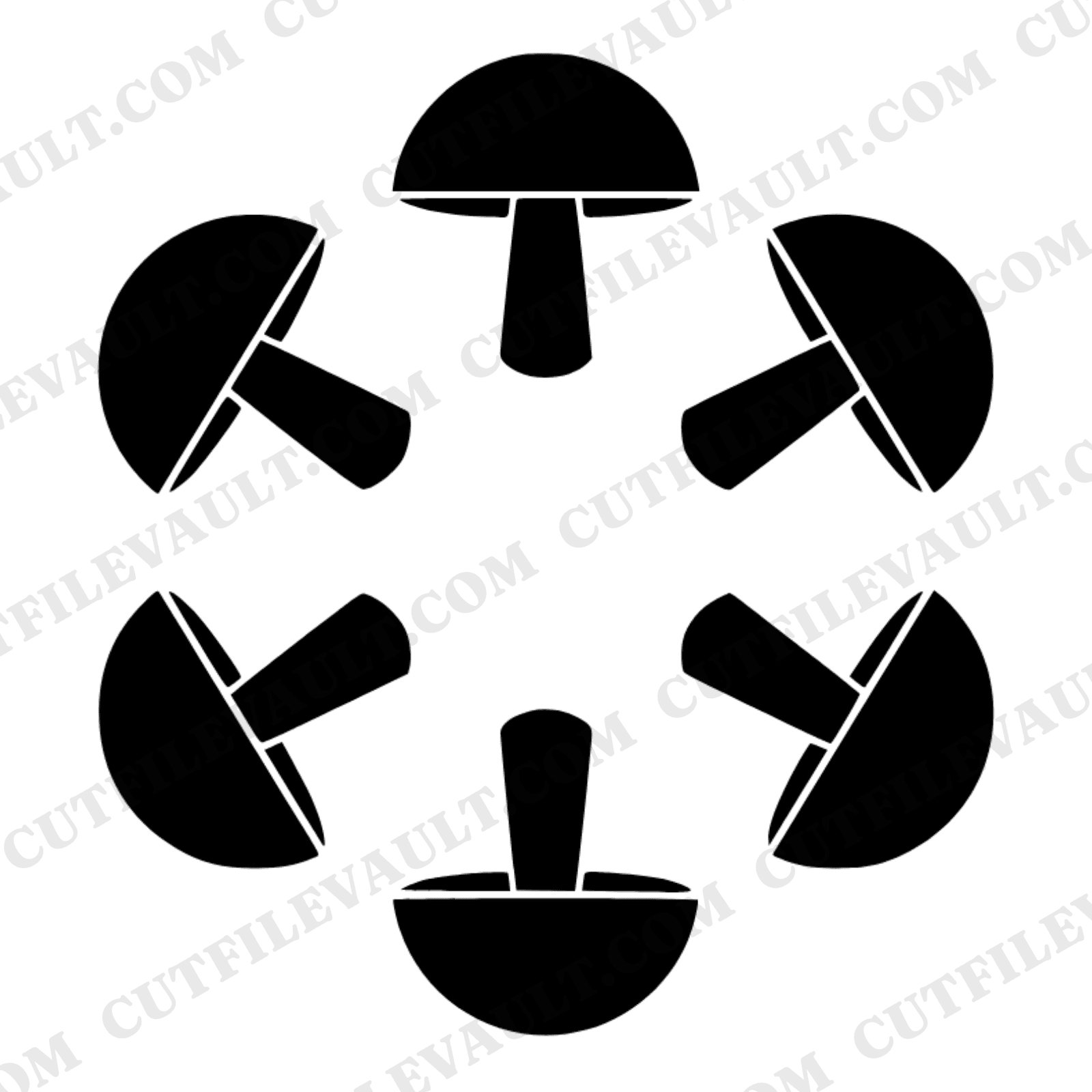 Autumn Fairy Ring Toadstool Circle SVG PNG, Scandinavian Mushroom Line Art, Fall Equinox Cut File — view 1