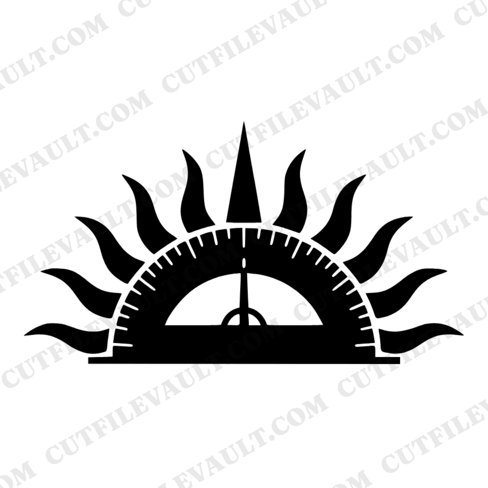 Vintage Protractor Sunburst SVG PNG Back to School Math Teacher Appreciation Cut File Silhouette — view 1