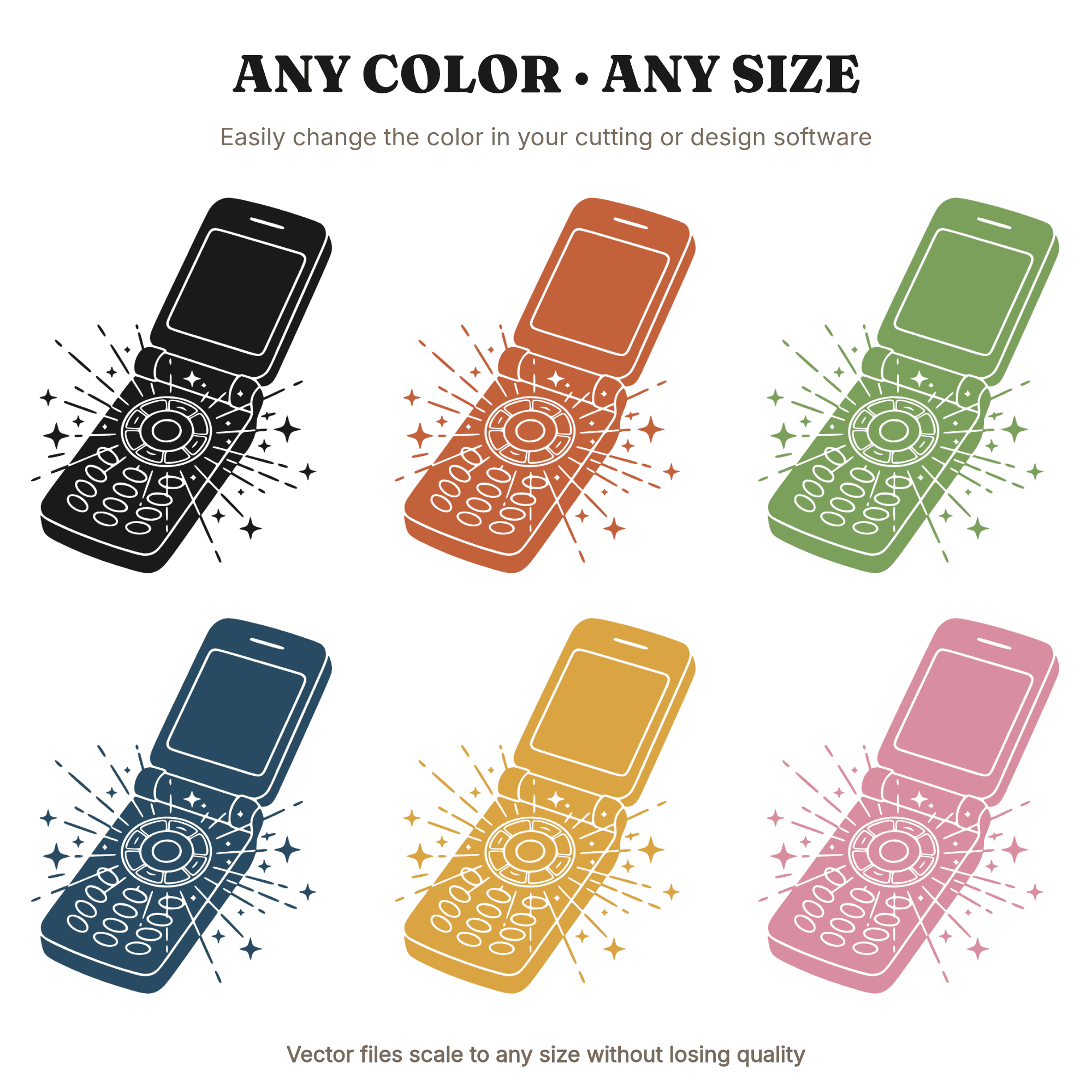 Y2K Flip Phone Celestial Starburst SVG PNG, Fourth of July Independence Day Retro 2000s Nostalgia Cut File — view 2