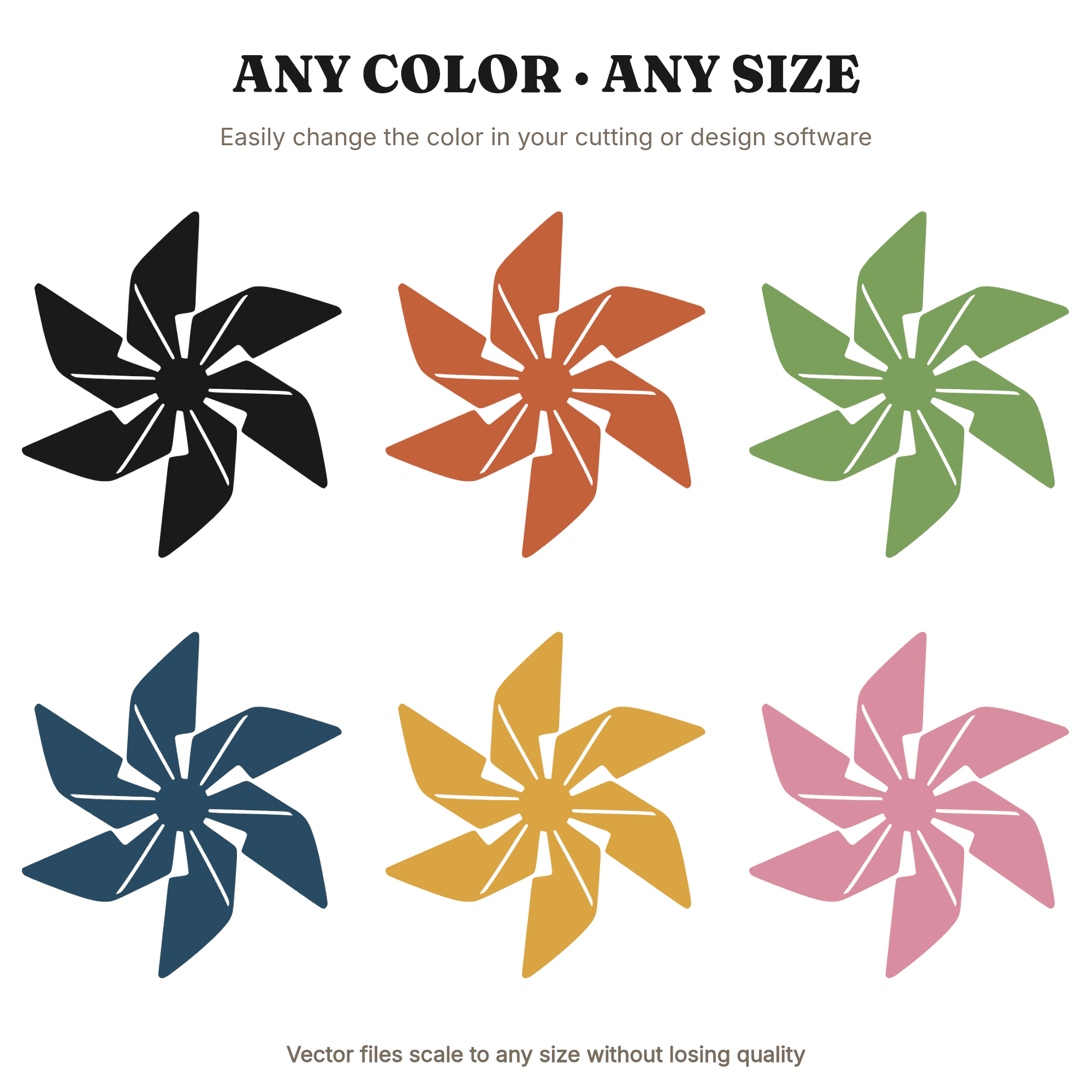 Asymmetric Pinwheel SVG PNG, Modern Brutalist Spin Silhouette, Fourth of July Patriotic Cut File — view 2