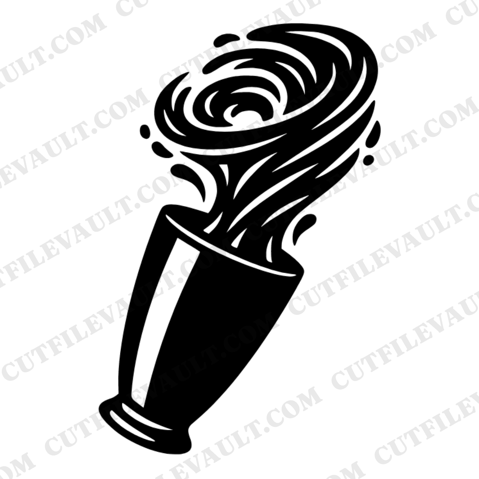 Vintage Milkshake Mixer Cup SVG PNG, Retro Diner Swirl Motion Trails, 1950s Soda Fountain Cut File — view 1