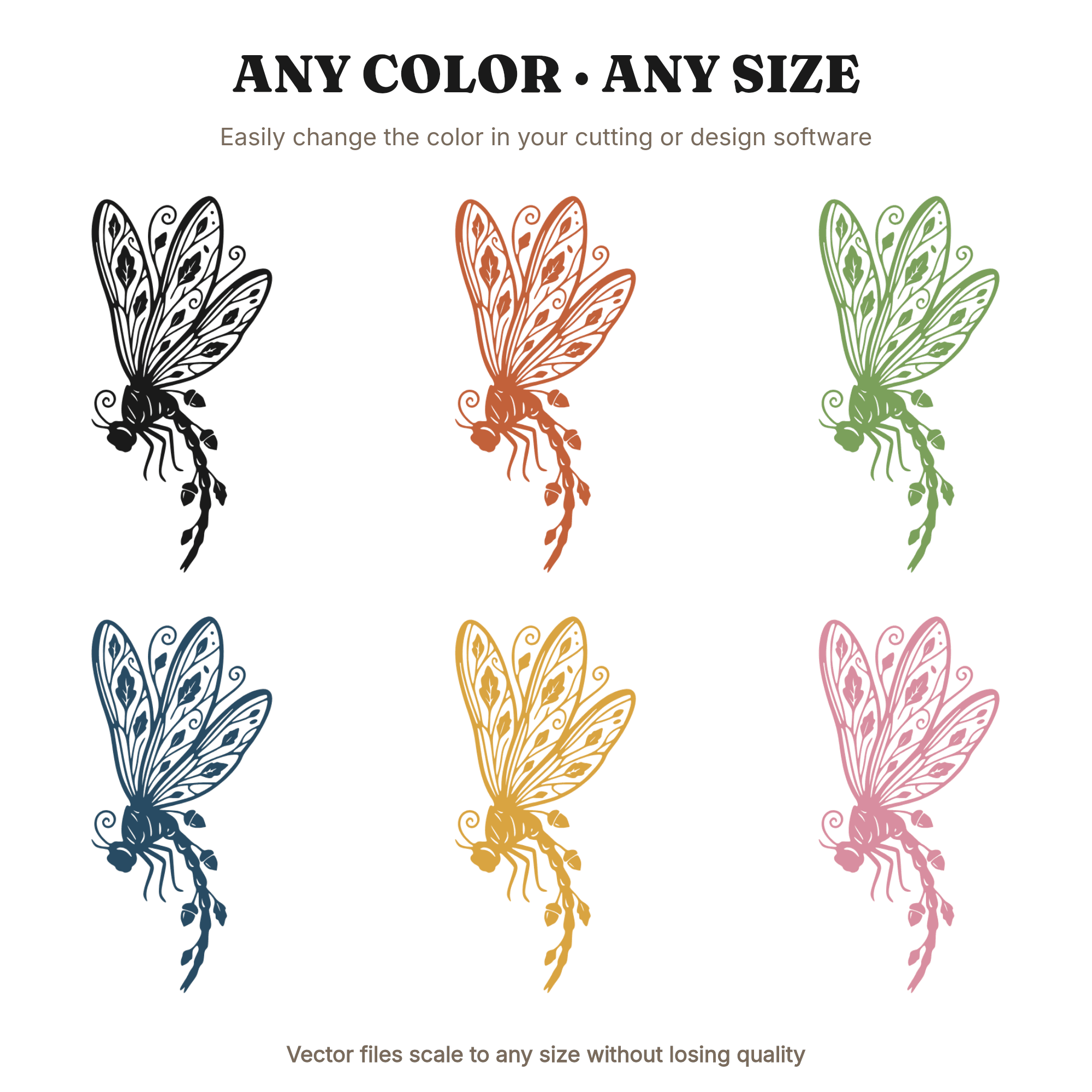 Autumn Equinox Dragonfly SVG PNG, Cottagecore Woodland Spirit Cut File, Fall Floral Dragonfly Design — view 2