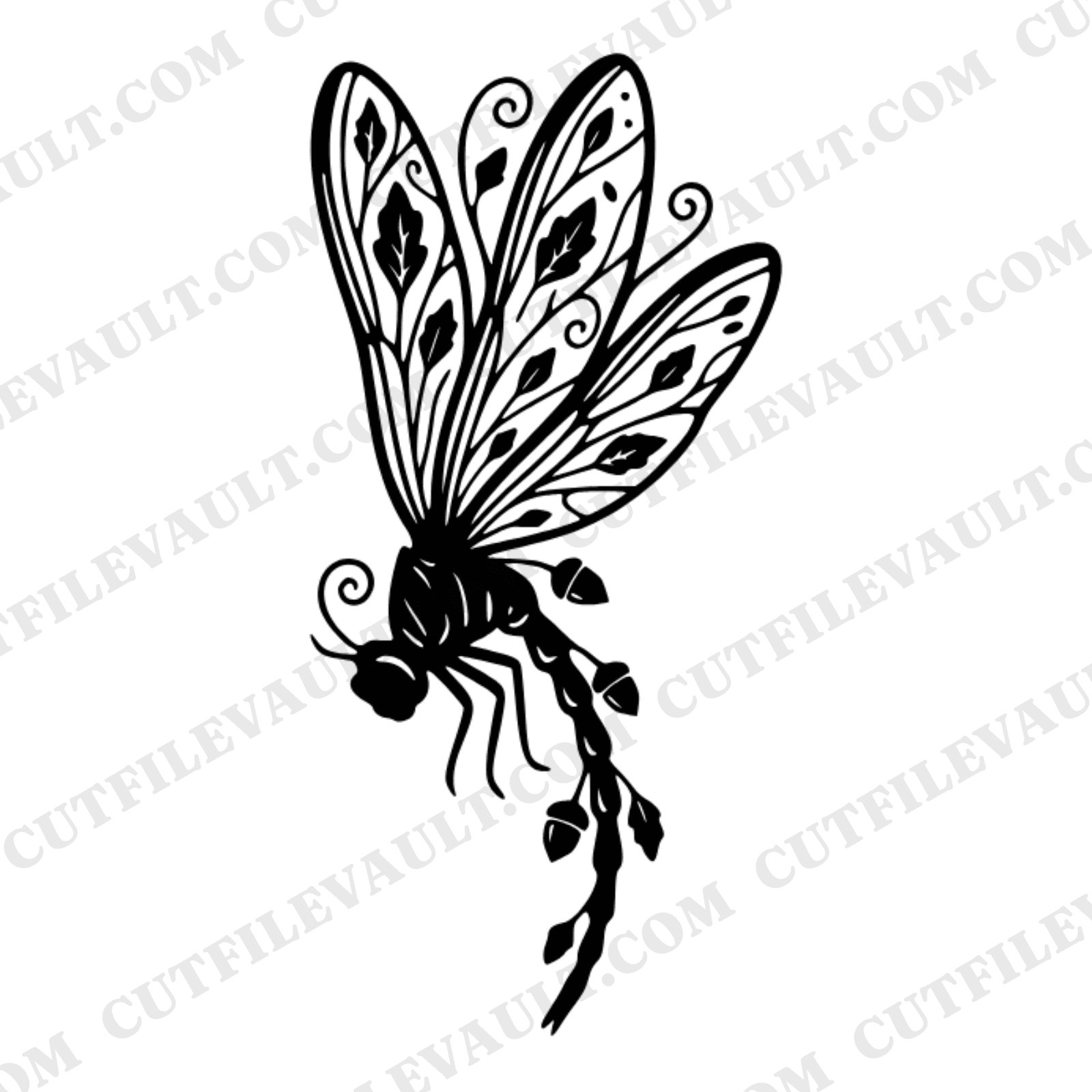 Autumn Equinox Dragonfly SVG PNG, Cottagecore Woodland Spirit Cut File, Fall Floral Dragonfly Design — view 1