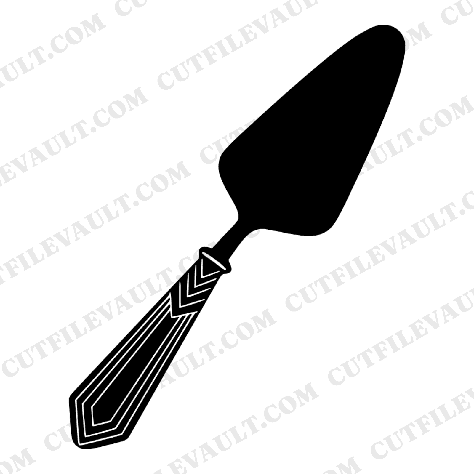 Vintage Art Deco Cake Server SVG PNG Cut File, Mid-Century Geometric Kitchen Silhouette — view 1