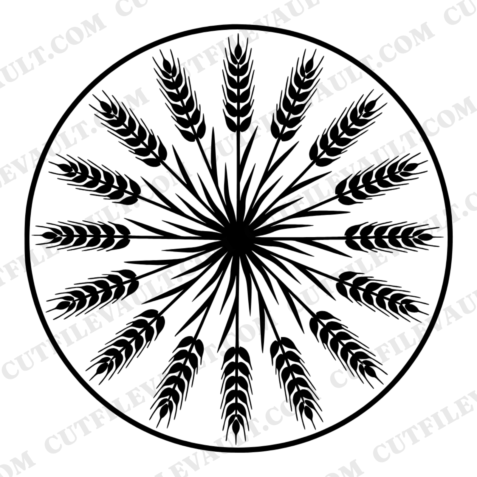 Harvest Mandala SVG PNG, Wheat Sheaf Radial Burst Cut File, Autumn Equinox Fall Decor Design — view 1