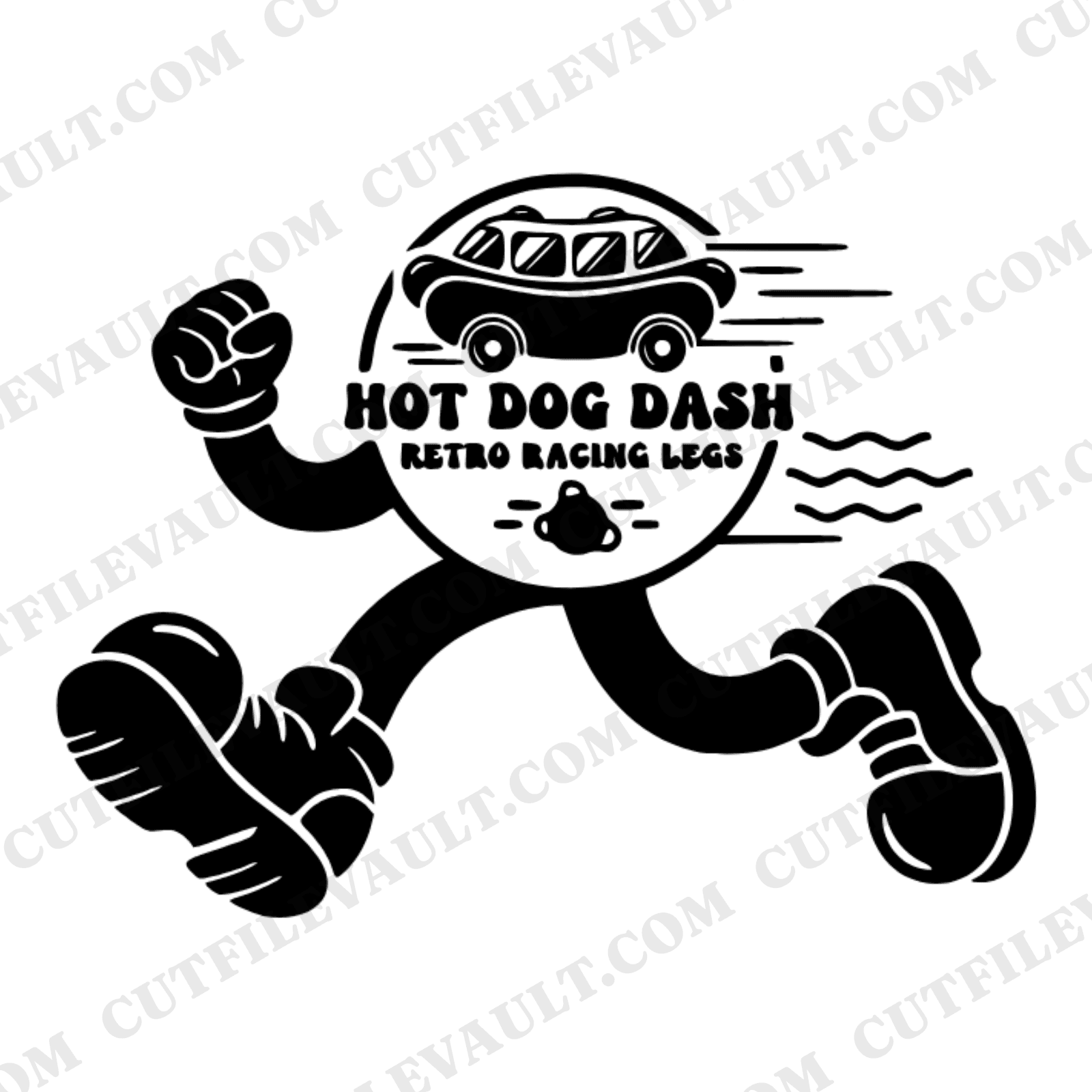 Hot Dog Dash Retro Racing Legs SVG PNG, 70s Cartoon Sneakers Cut File, National Hot Dog Day Craft — view 1