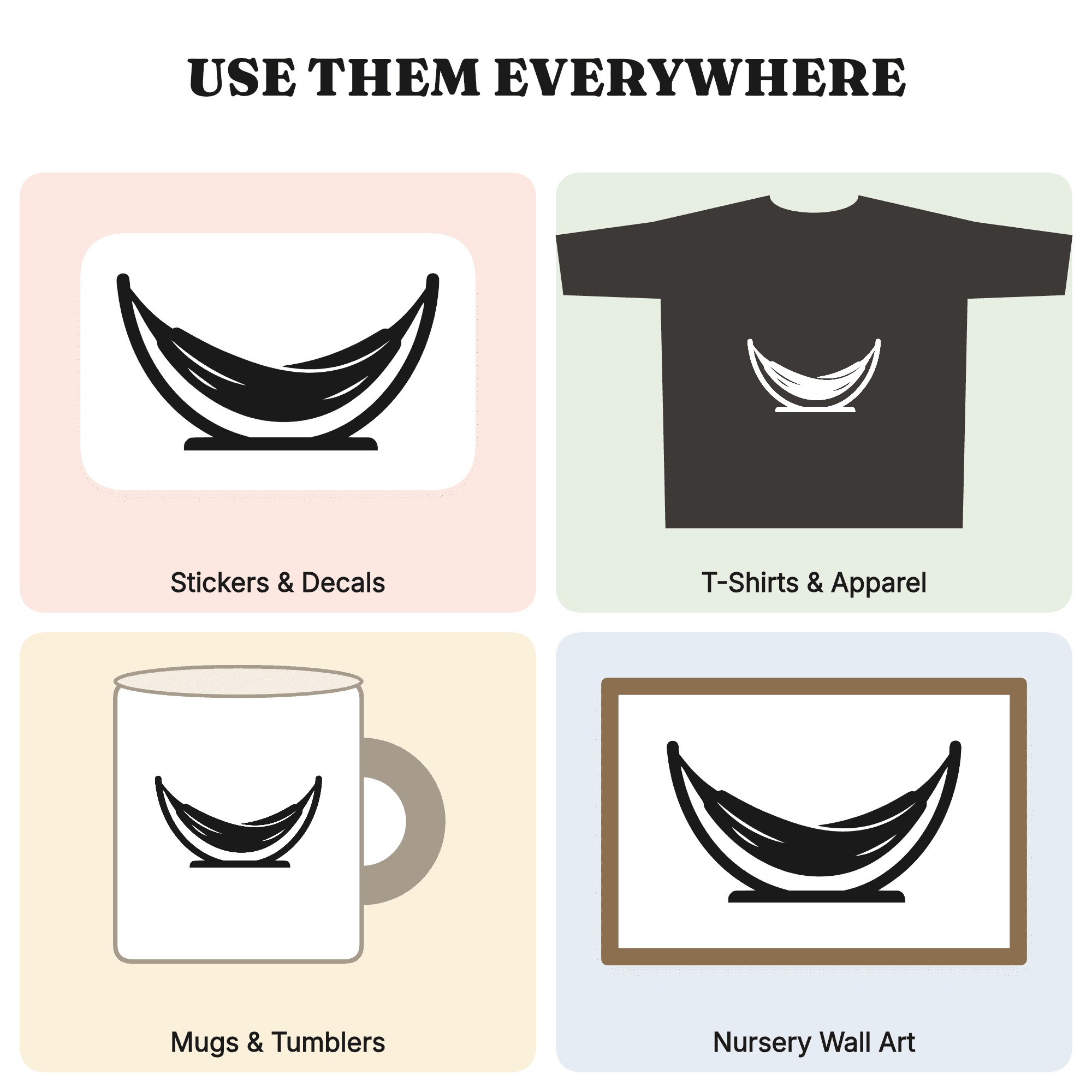 Hammock on Stand SVG PNG, Summer Relaxation Silhouette Cut File, National Hammock Day Design — view 3