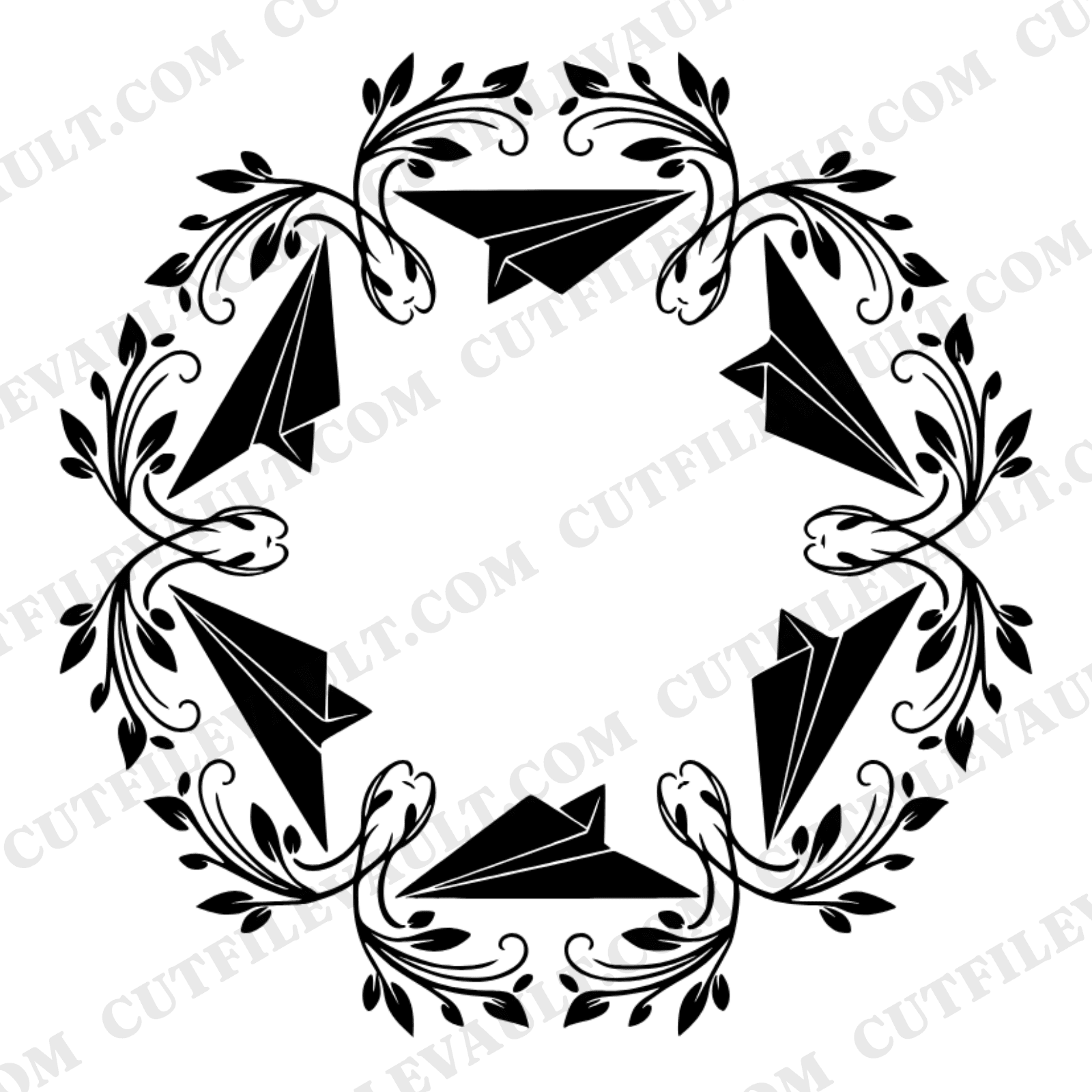 Friendship Flight Mandala SVG PNG Paper Airplane Circle Cut File for Cricut Vinyl Decal Sticker — view 1