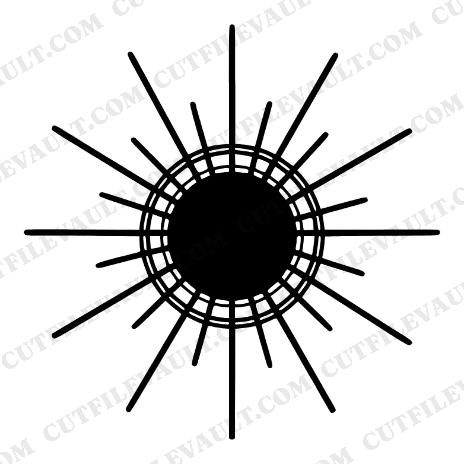 Sparkler Bucket SVG PNG, Fourth of July Boho Starburst, Galvanized Bucket Overhead View Cut File — view 1