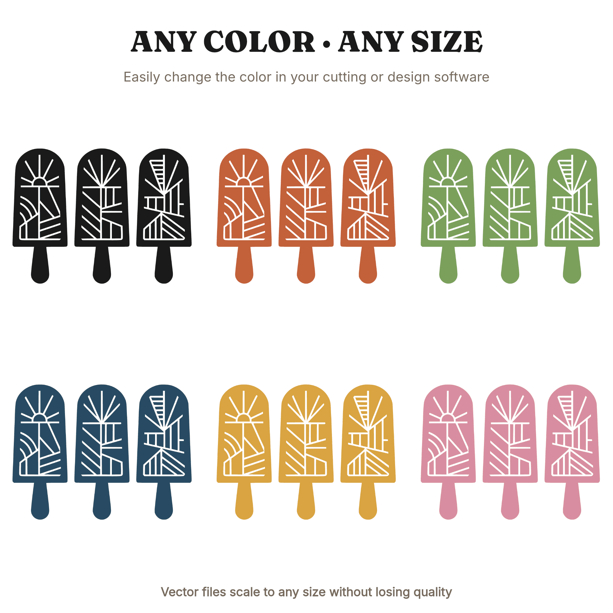 Art Deco Popsicle SVG PNG, Retro Ice Pop Trio Cut File, Vintage Ice Cream Stained Glass Design — view 2