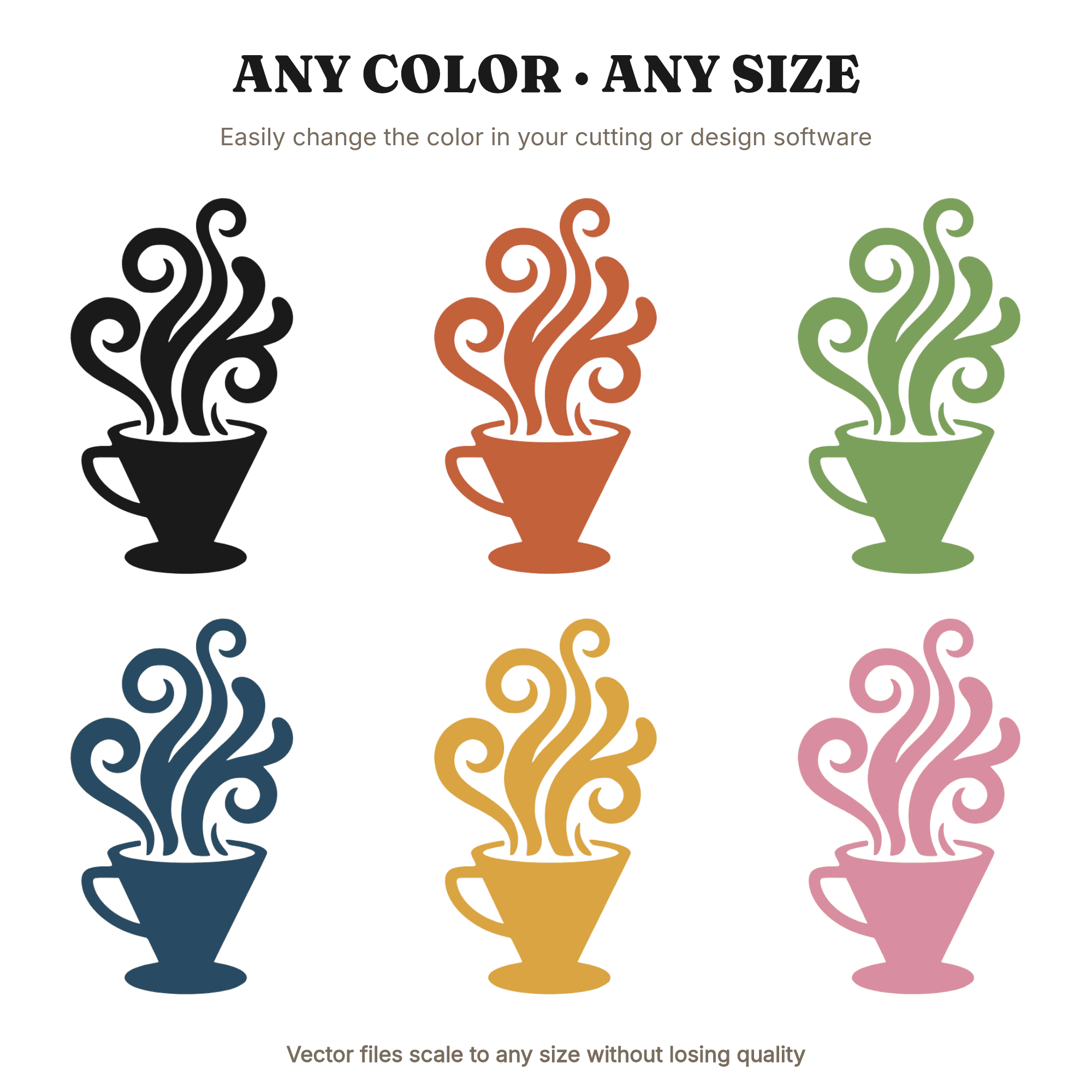 Pour Over Coffee SVG PNG, Abstract Coffee Dripper Silhouette, Art Nouveau Steam, Kitchen Decor Cut File — view 2