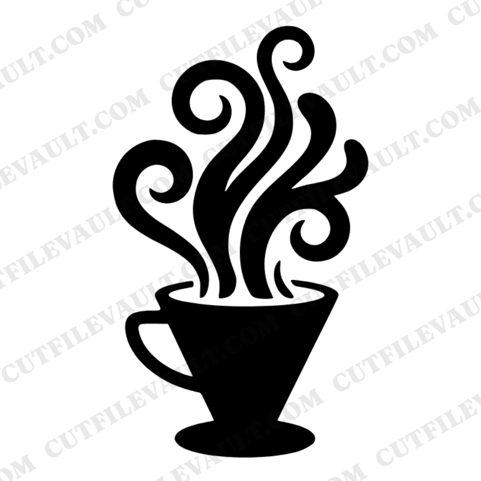 Pour Over Coffee SVG PNG, Abstract Coffee Dripper Silhouette, Art Nouveau Steam, Kitchen Decor Cut File — view 1