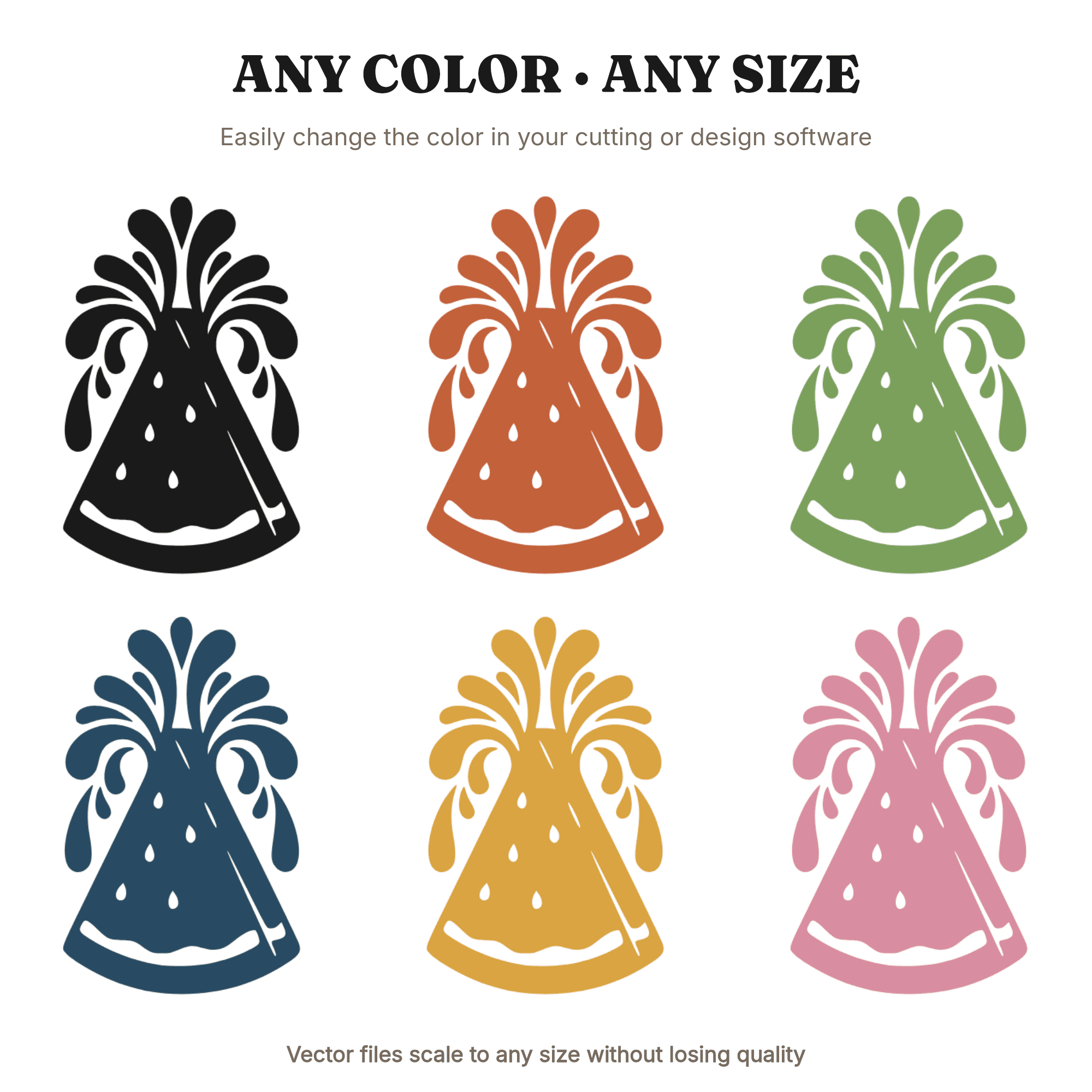 Retro Watermelon SVG PNG, 70s Groovy Watermelon Slice with Juice Droplets, Summer Fruit Cut File — view 2