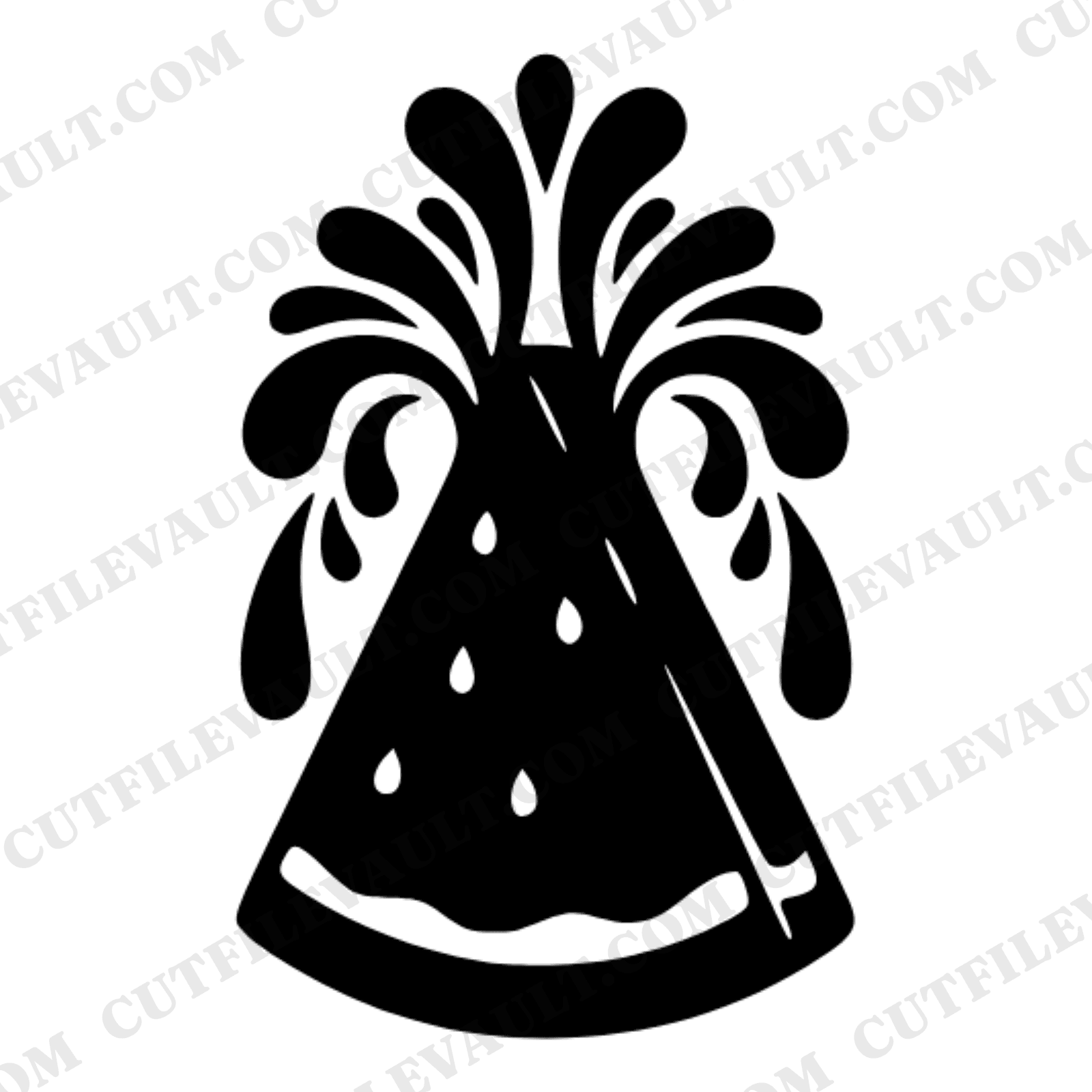 Retro Watermelon SVG PNG, 70s Groovy Watermelon Slice with Juice Droplets, Summer Fruit Cut File — view 1