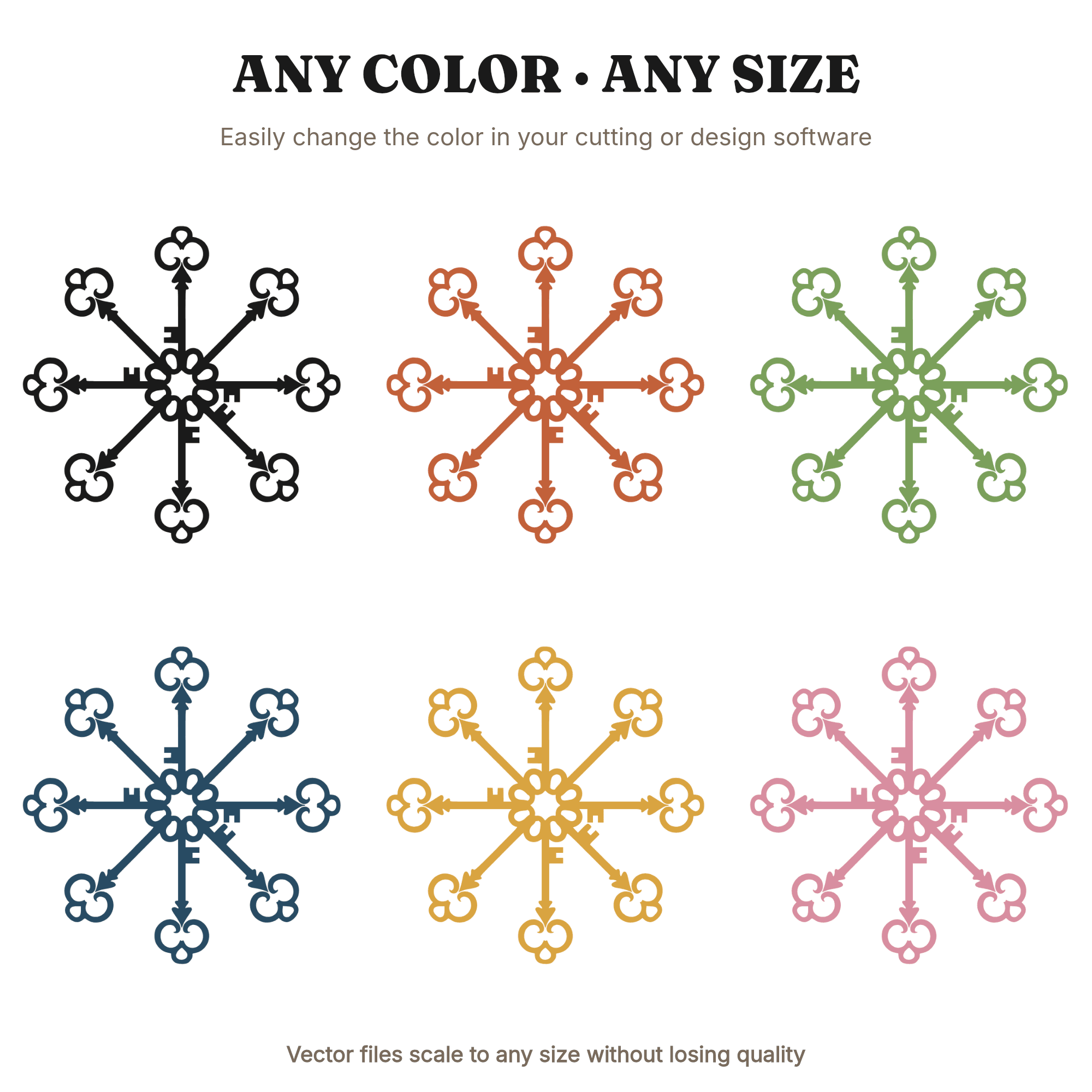Vintage Skeleton Keys Radial Mandala SVG PNG, Gothic Victorian Halloween Cut File, Spooky Medallion — view 2