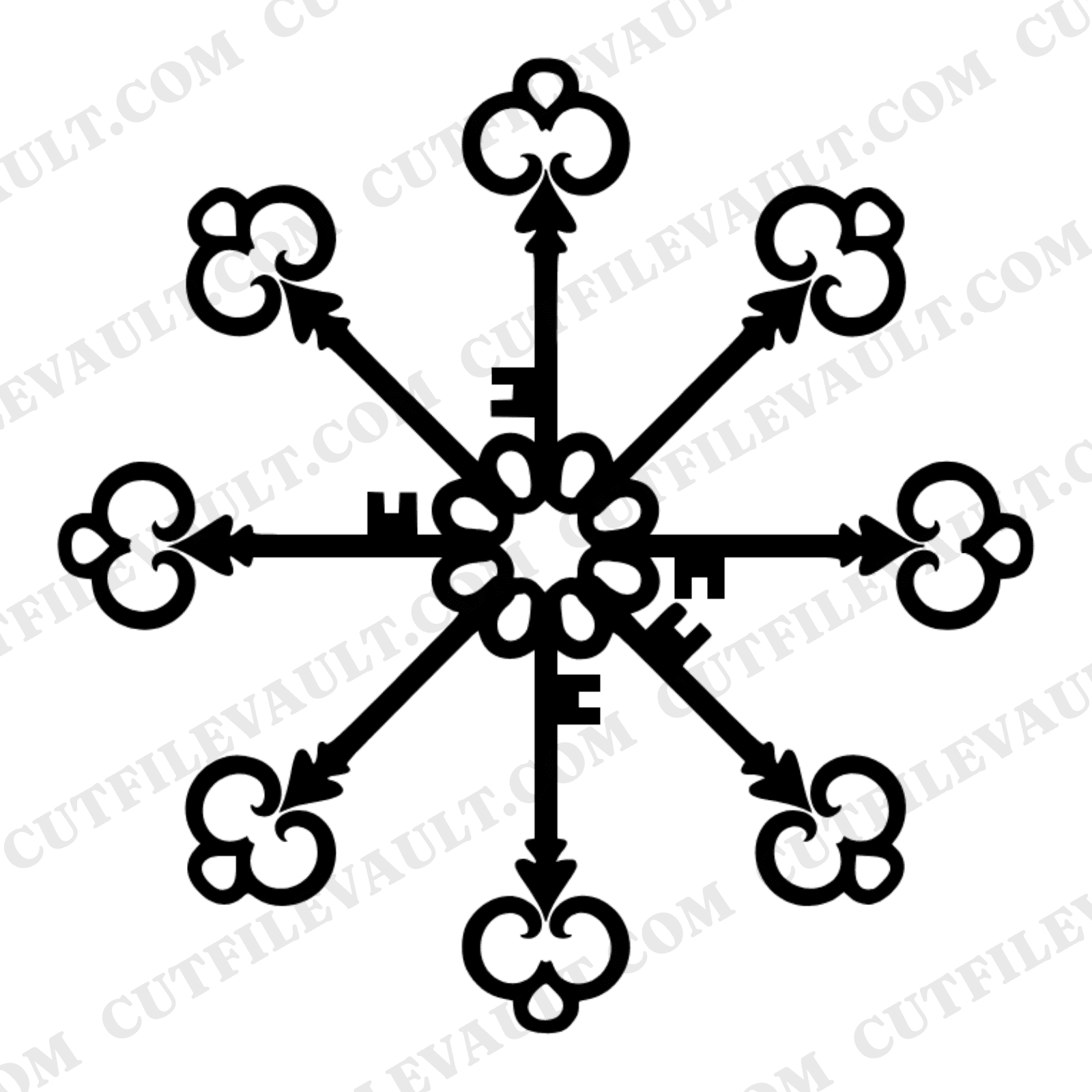 Vintage Skeleton Keys Radial Mandala SVG PNG, Gothic Victorian Halloween Cut File, Spooky Medallion — view 1