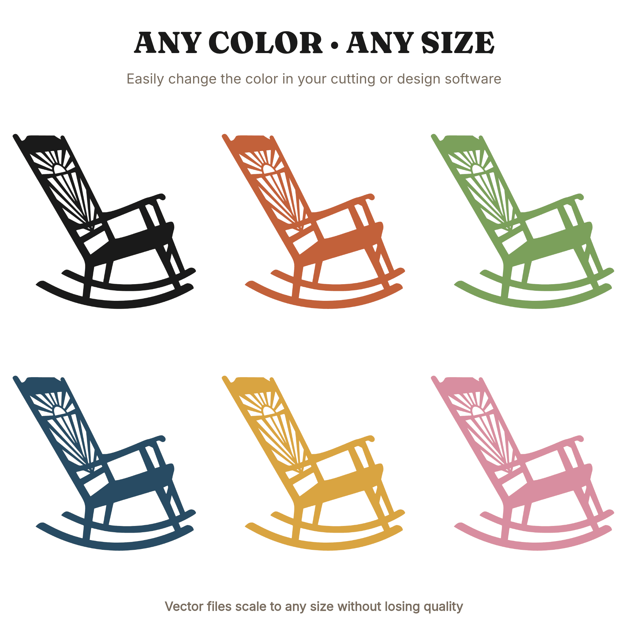 Art Deco Rocking Chair SVG PNG, Grandparents Day Silhouette Cut File, Vintage Furniture Clipart — view 2