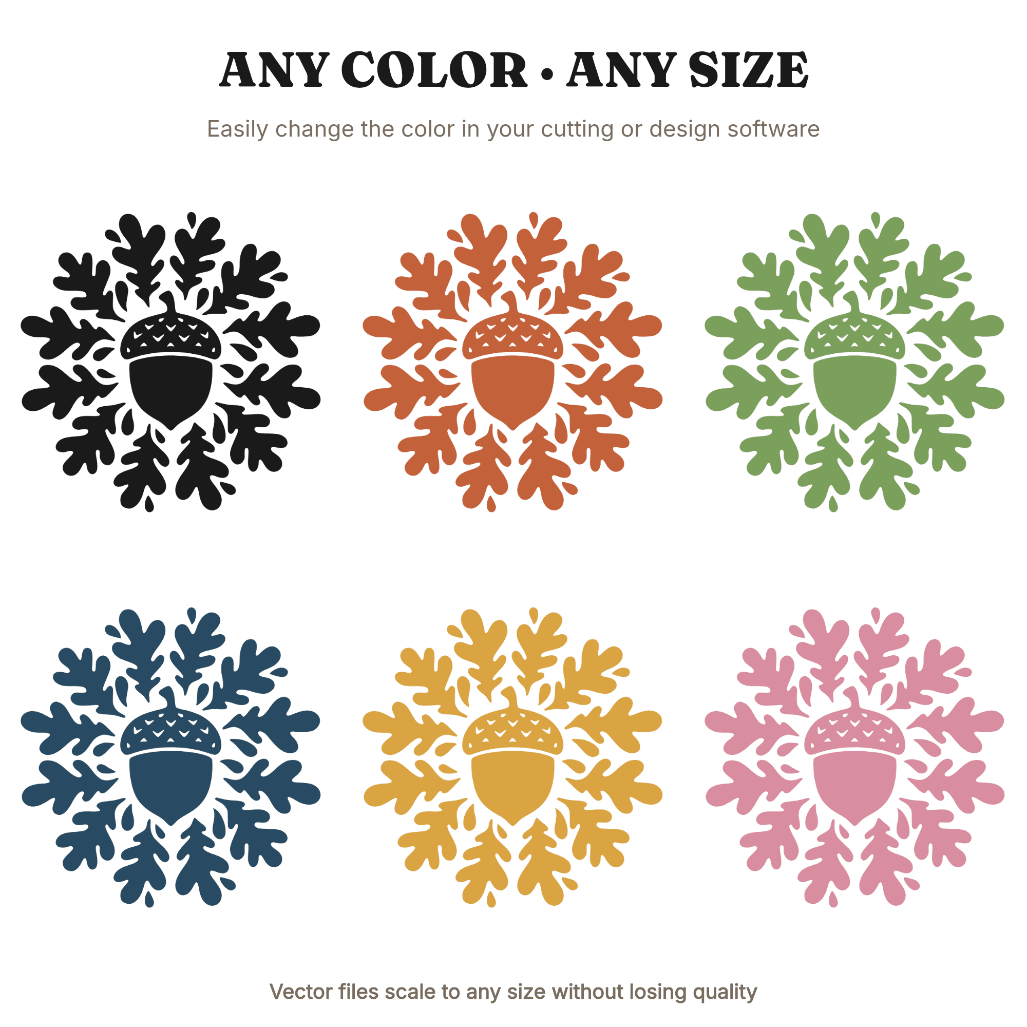 Autumn Equinox Acorn Sunburst SVG PNG, Woodland Harvest Oak Leaf Cut File, Fall Equinox Design — view 2