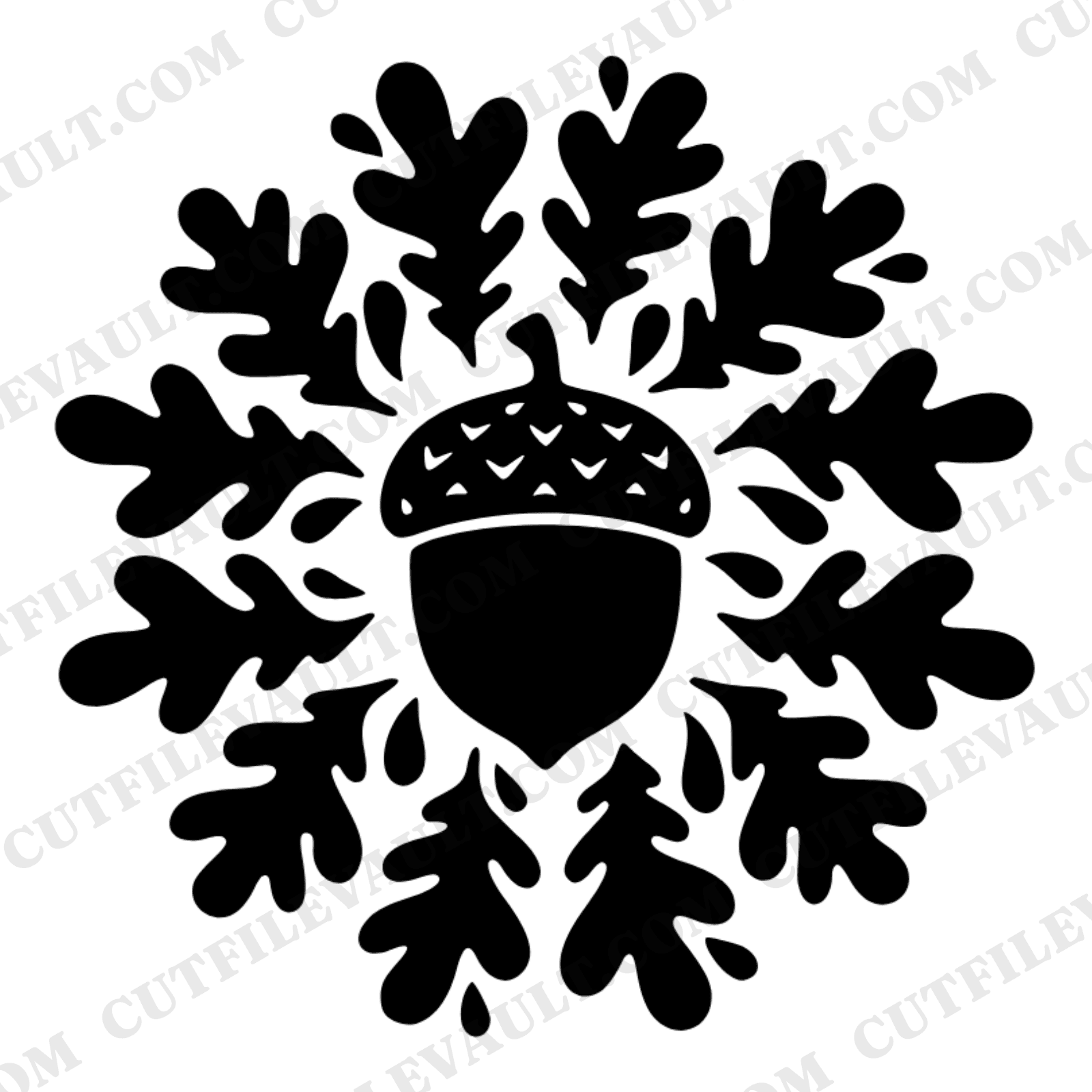 Autumn Equinox Acorn Sunburst SVG PNG, Woodland Harvest Oak Leaf Cut File, Fall Equinox Design — view 1