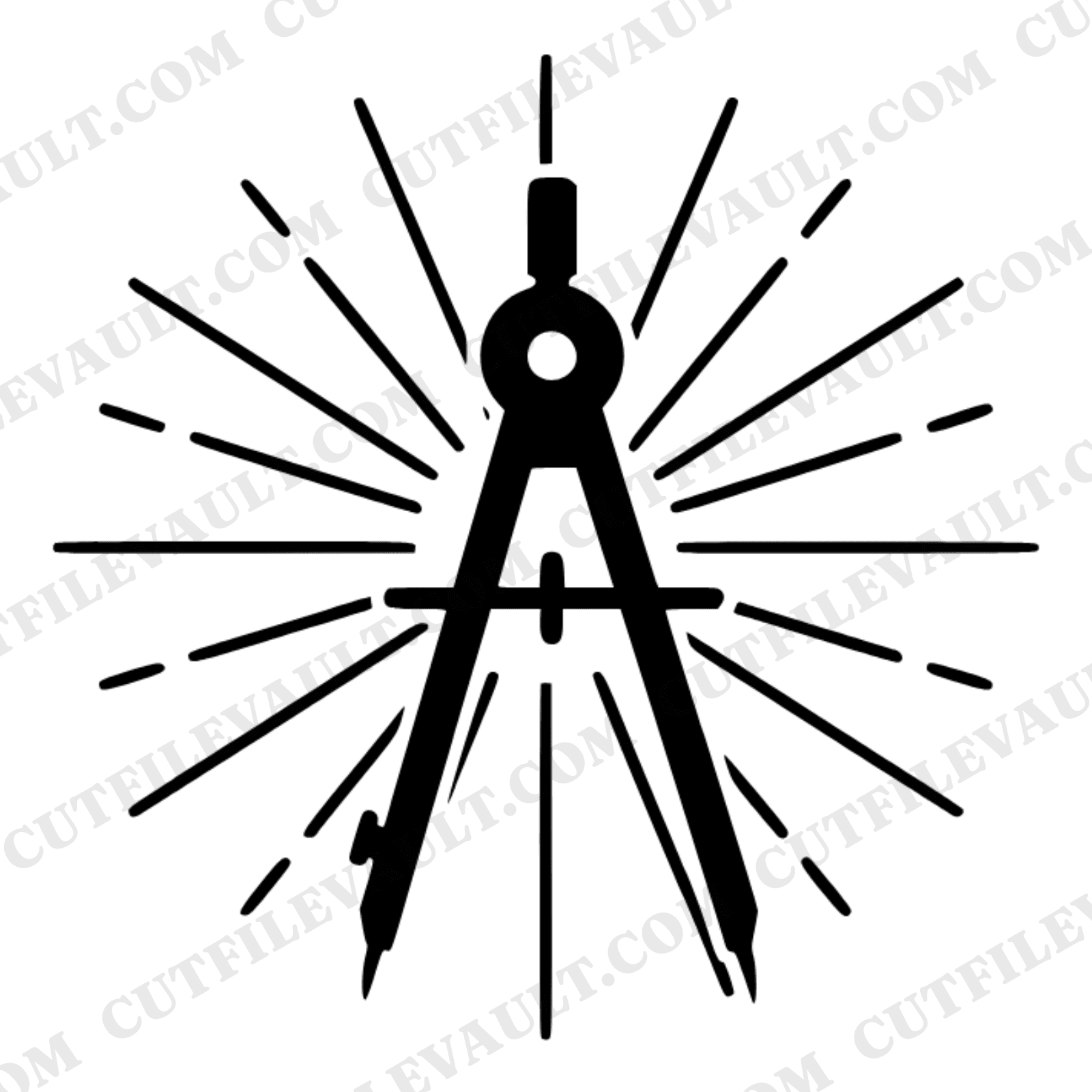 Geometric Compass Sunburst SVG PNG Back to School Teacher Math Drafting Tool Cut File Design — view 1