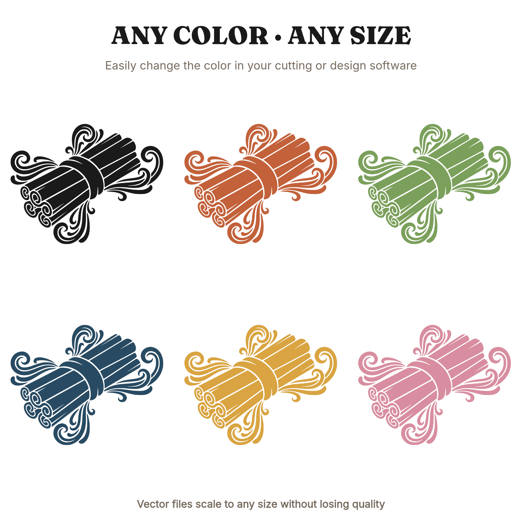 Pumpkin Spice Cinnamon Sticks SVG PNG Retro 70s Art Nouveau Ribbon Fall Autumn Cut File — view 2