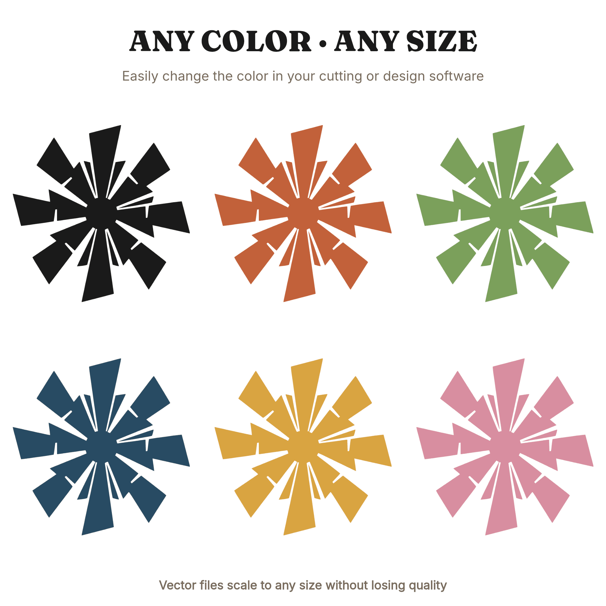 Art Deco Sparkler Pinwheel SVG PNG, 4th of July Geometric Firework Cut File, Patriotic Party Decor — view 2