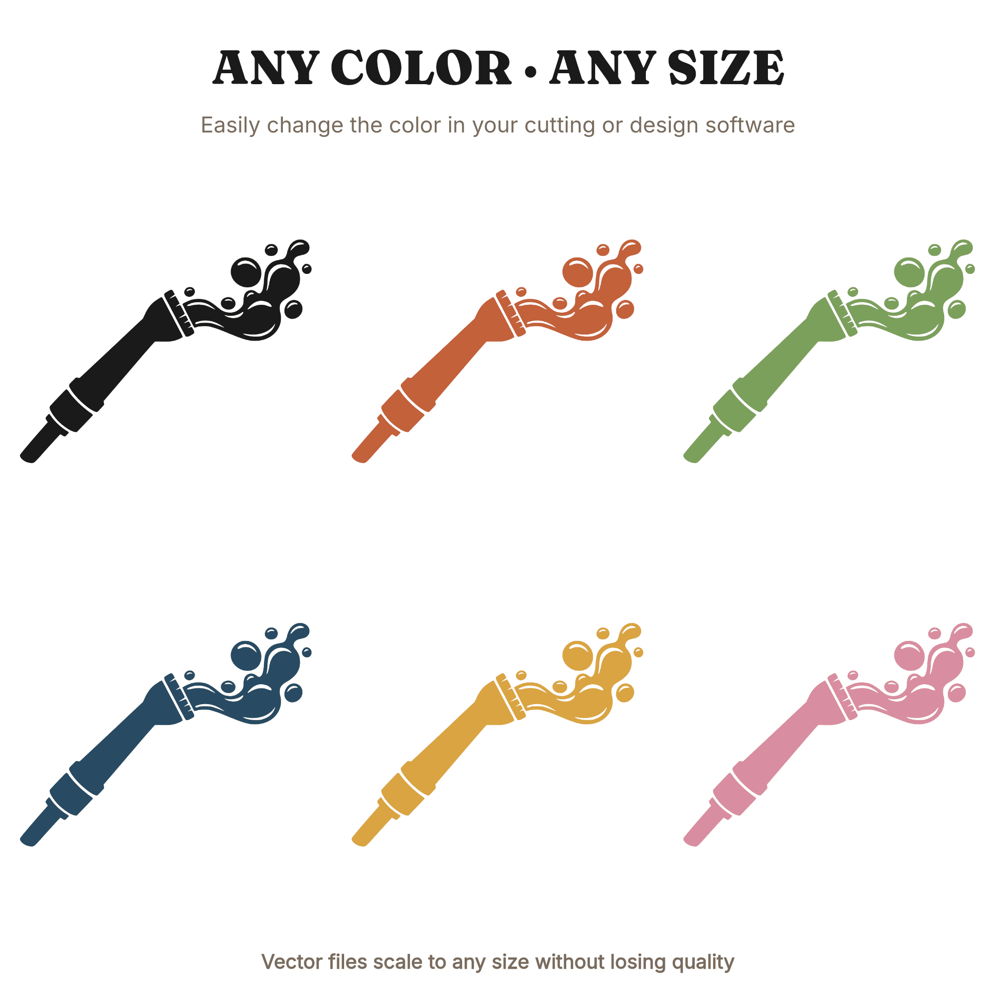 Garden Hose Nozzle SVG PNG Y2K Bubble Spray Cut File Retro Summer Gardening Clipart Design — view 2