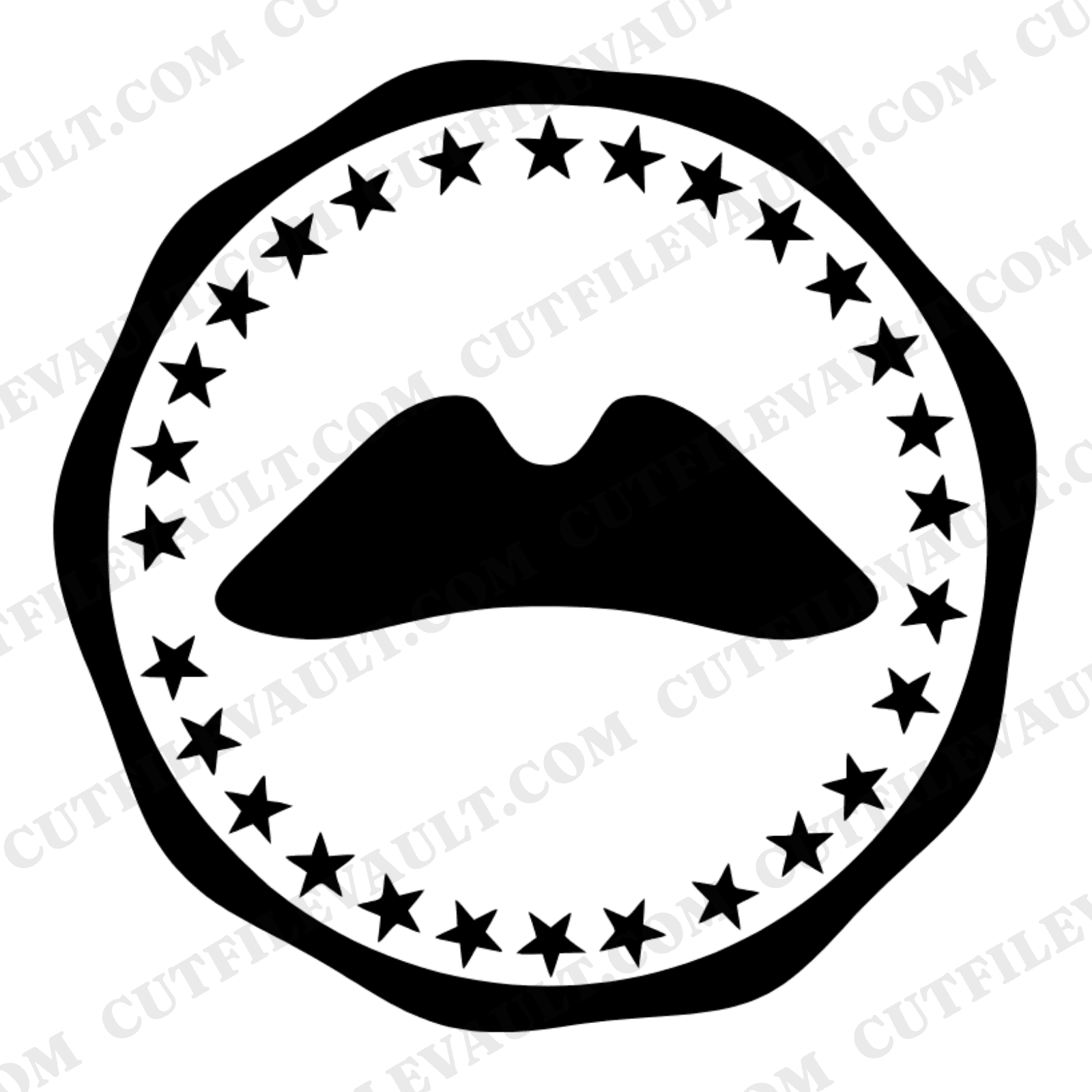Colonial Tricorn Hat Wax Seal SVG PNG, Thirteen Stars Independence Day Cut File, 4th of July Decal — view 1