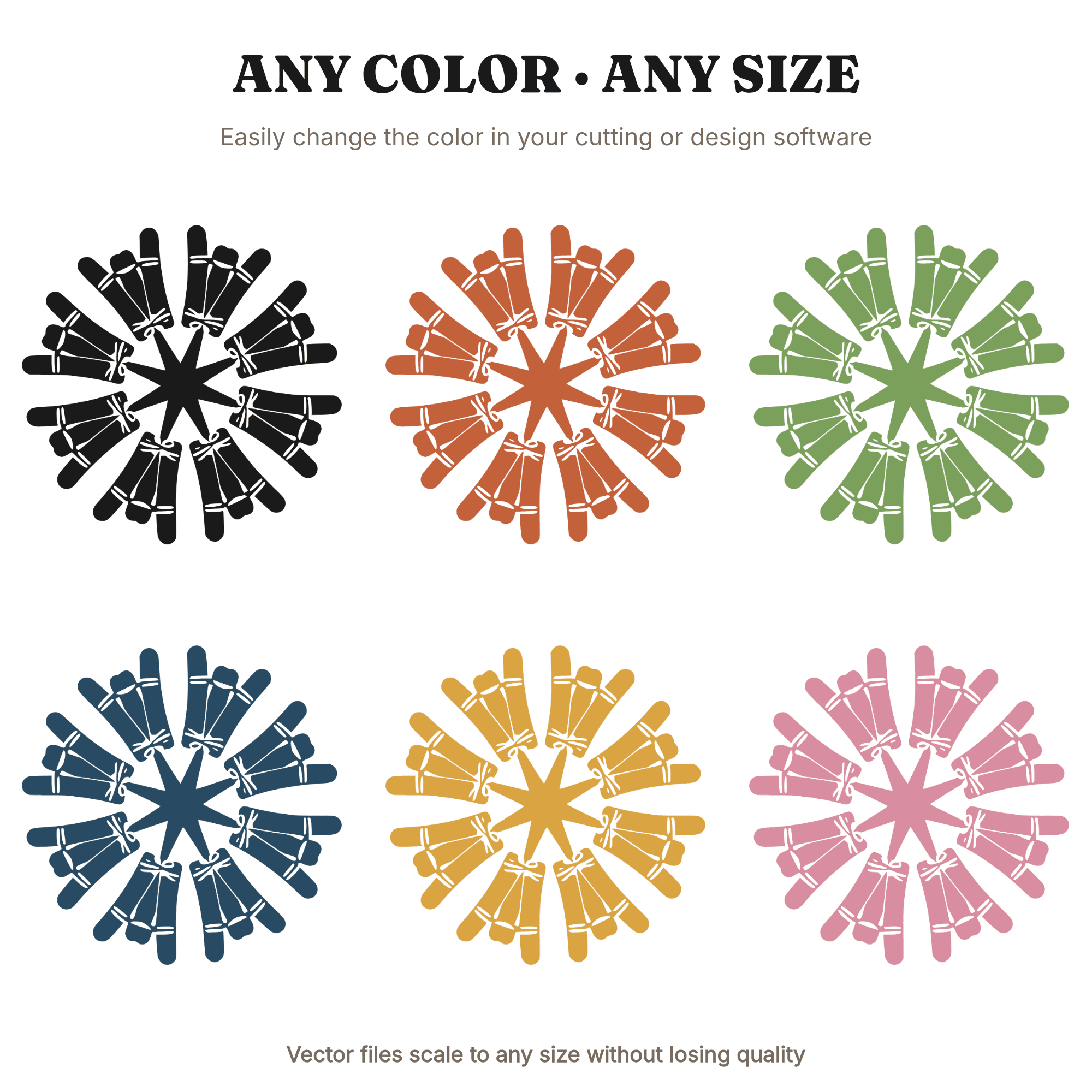 Firecracker Starburst SVG PNG Folk Art Silhouette Cut File Independence Day 4th of July Patriotic — view 2