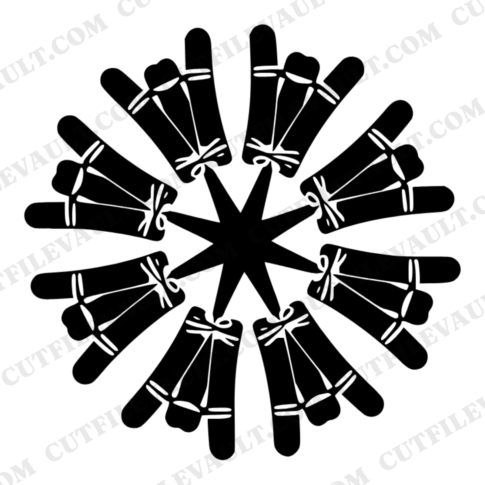 Firecracker Starburst SVG PNG Folk Art Silhouette Cut File Independence Day 4th of July Patriotic — view 1