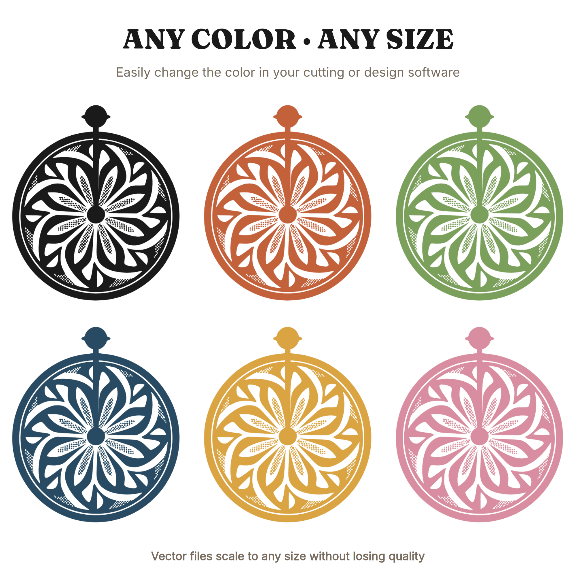 French Press Mandala SVG PNG Retro 70s Coffee Day Overhead View Cut File for Cricut Silhouette — view 2