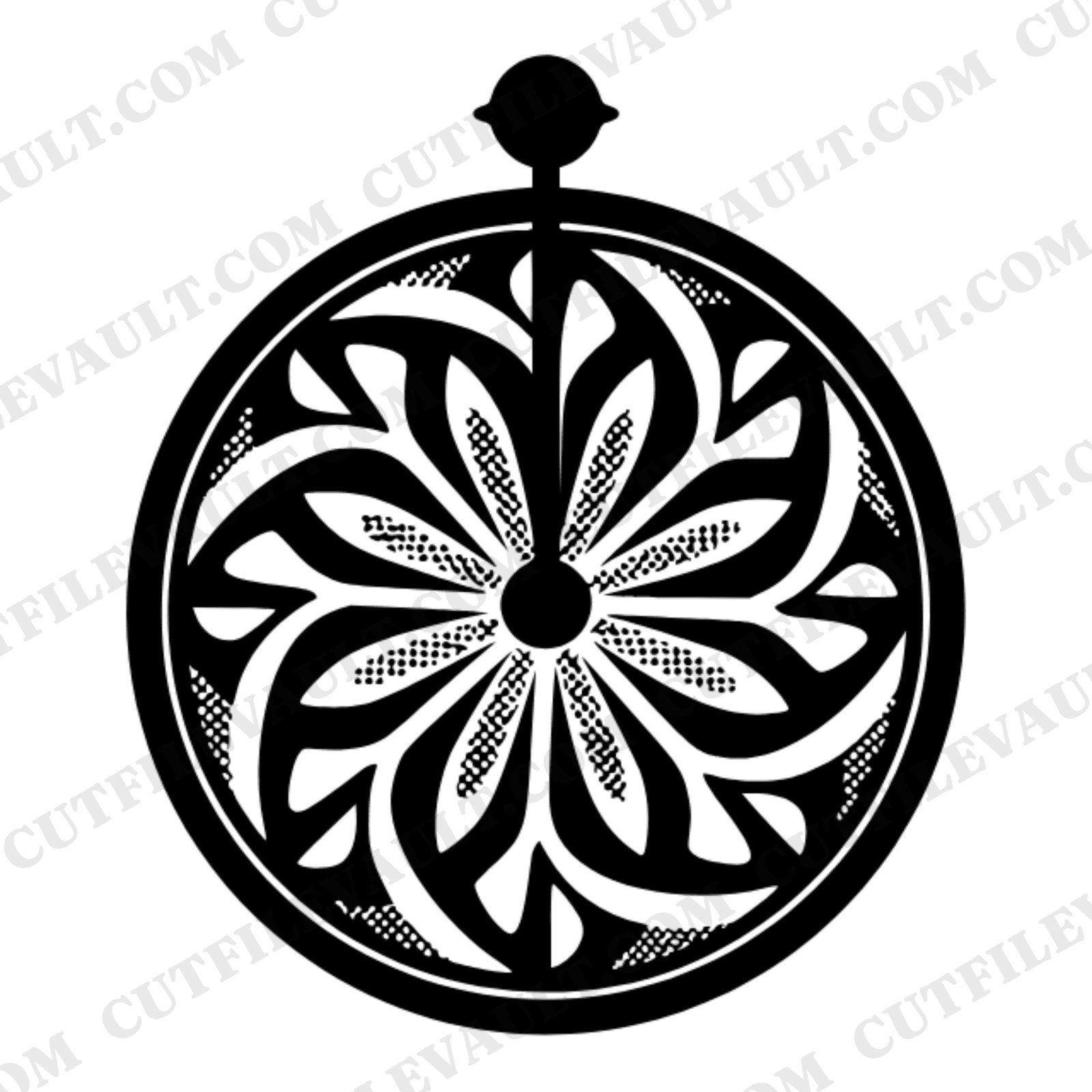 French Press Mandala SVG PNG Retro 70s Coffee Day Overhead View Cut File for Cricut Silhouette — view 1