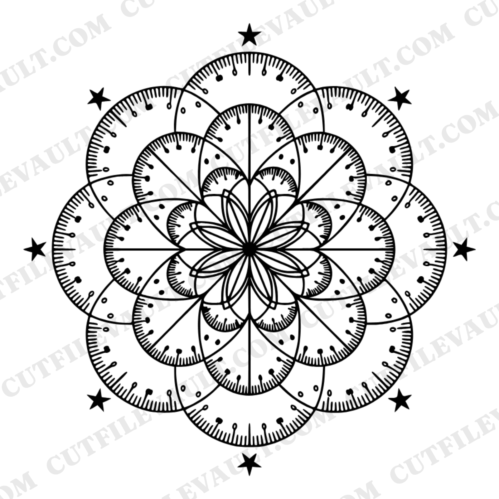 Celestial Protractor Mandala SVG PNG, Geometric Teacher Gift, Mystical Math Design Cut File — view 1