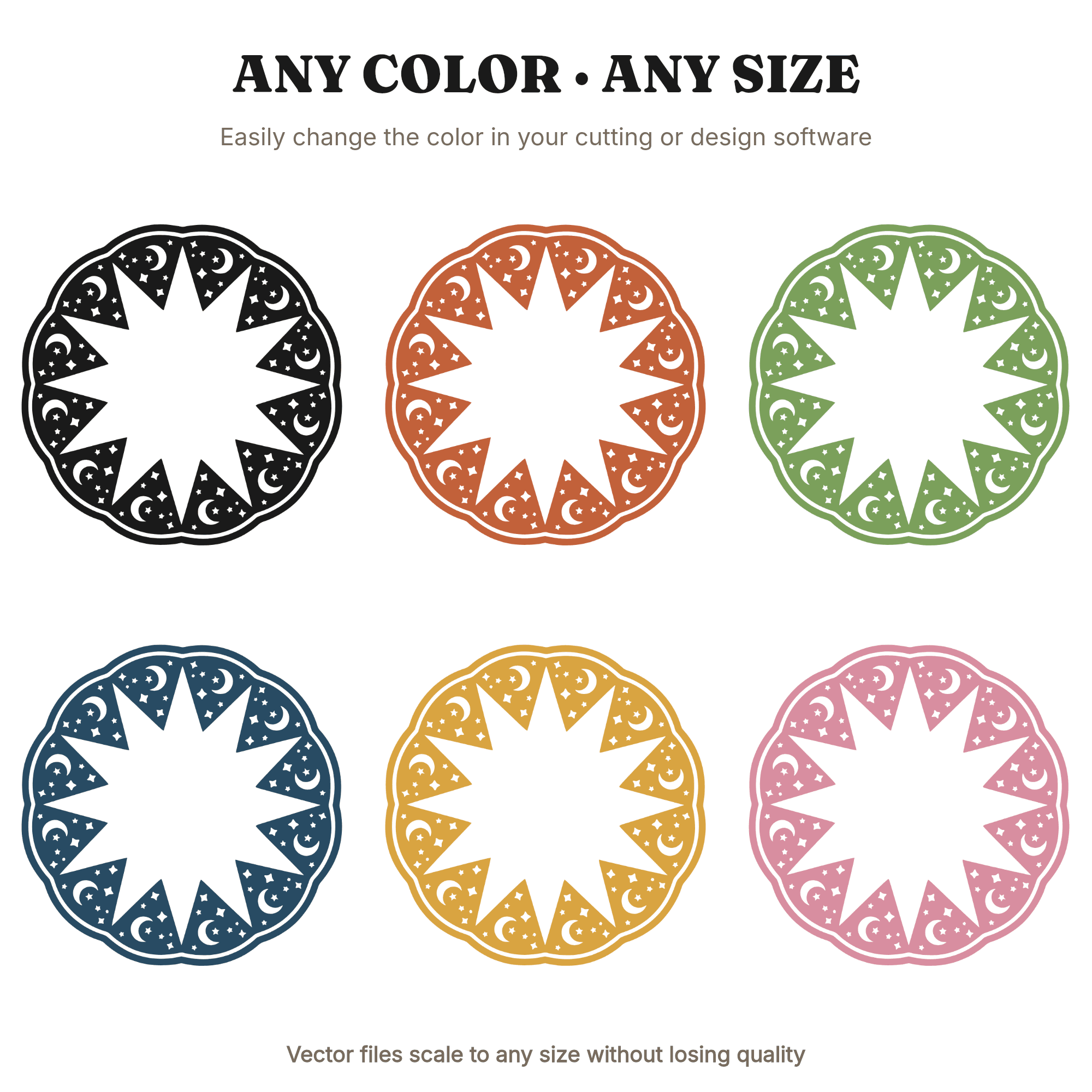 Celestial Watermelon Wreath SVG PNG, Moon and Stars Mystical Wreath Cut File, Boho Summer Clipart — view 2