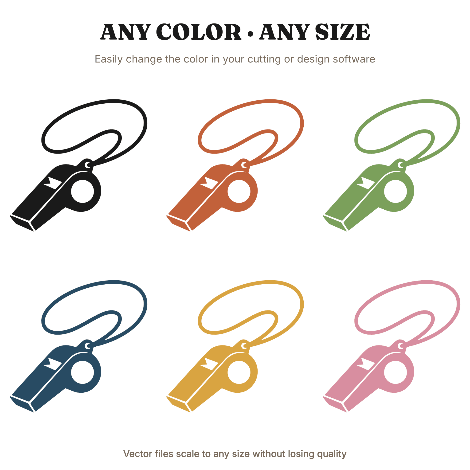 Coach Whistle SVG PNG, Athletic Lanyard Cut File, Mid Century Sports Team Spirit Wear Design — view 2